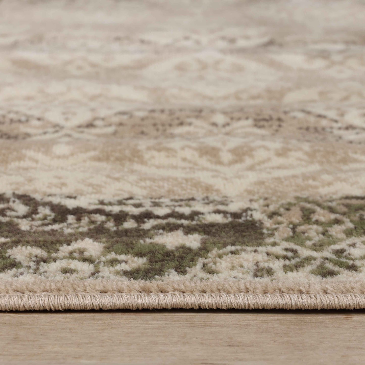 Mystique Distressed Damask Contemporary Area Rug - Beige