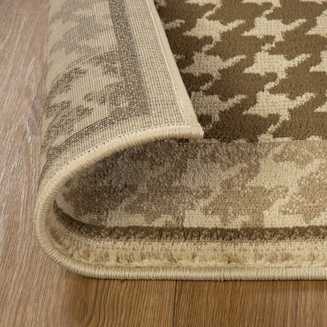 Abstract Checkered Geometric Border Indoor Area Rug or Runner - Beige