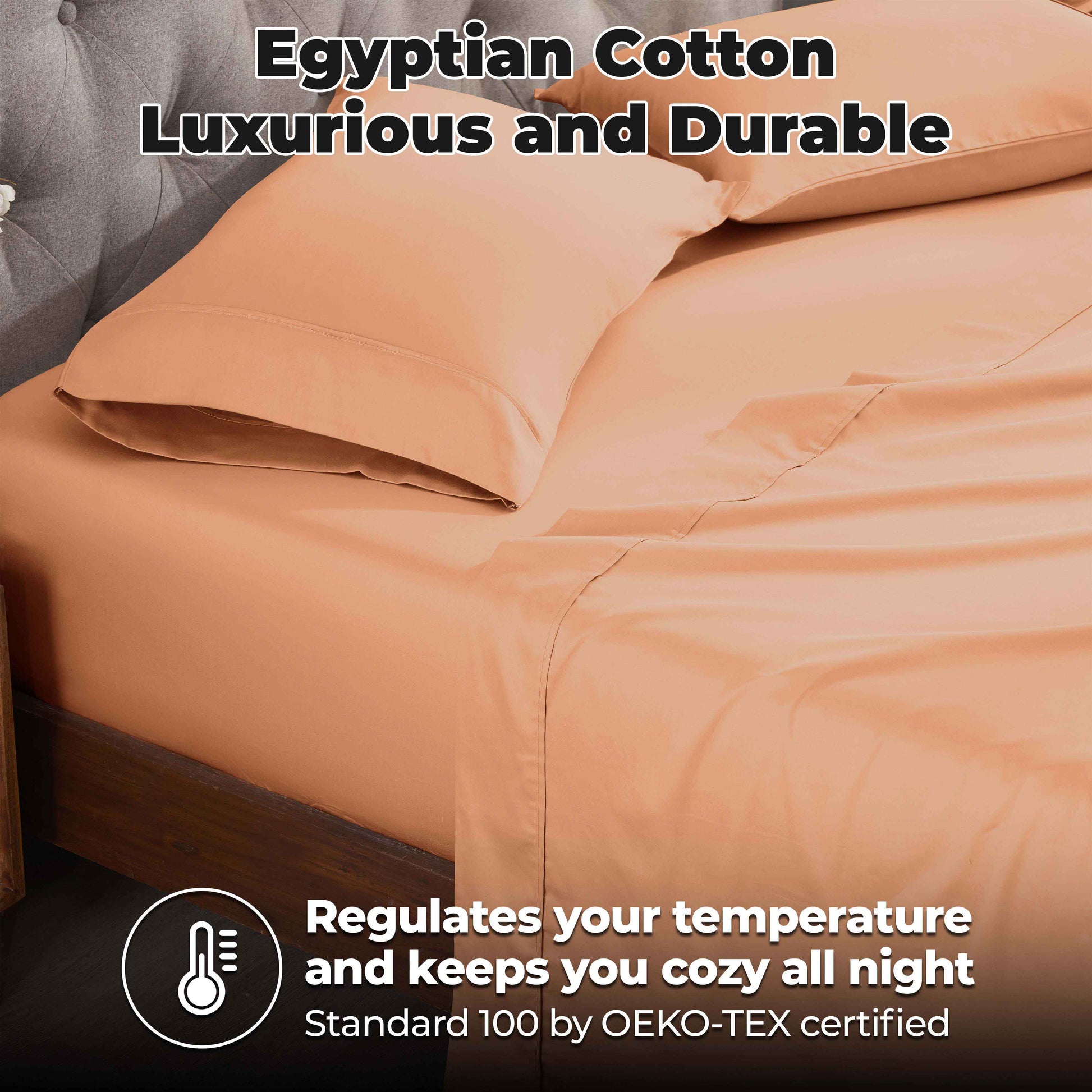 Egyptian Cotton 300 Thread Count Solid Deep Pocket Sheet Set - Beige