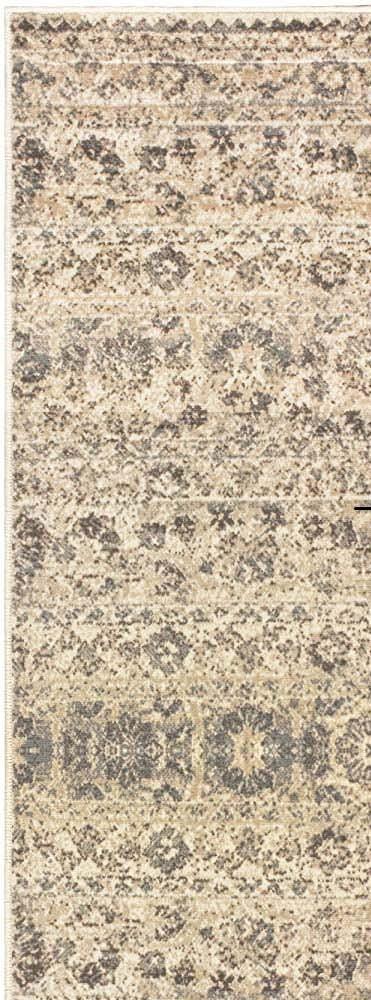 Fawn Distressed Floral Stripes Area Rug