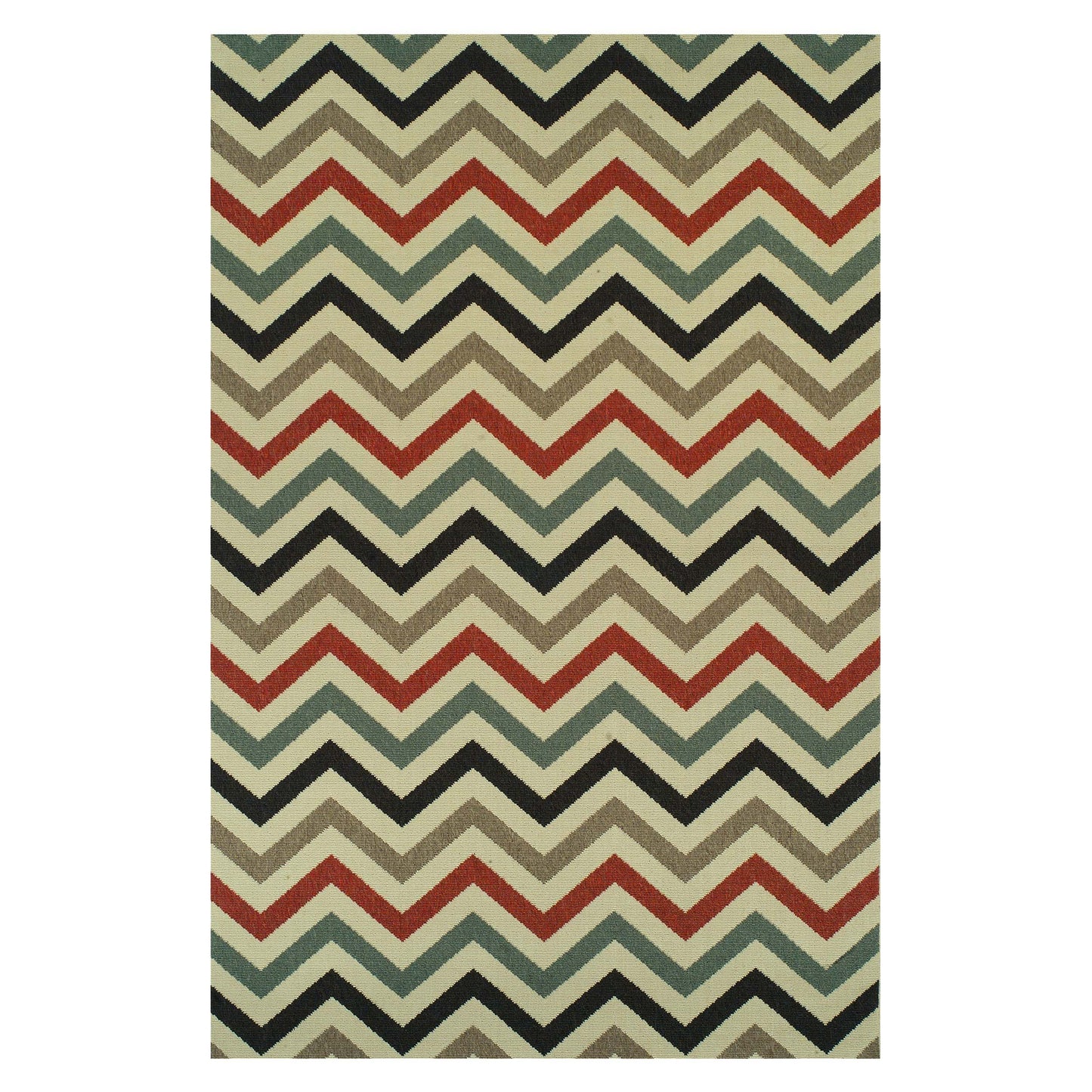 Chevron Zig-Zag Geometric Modern Indoor Outdoor Area Rug - Beige
