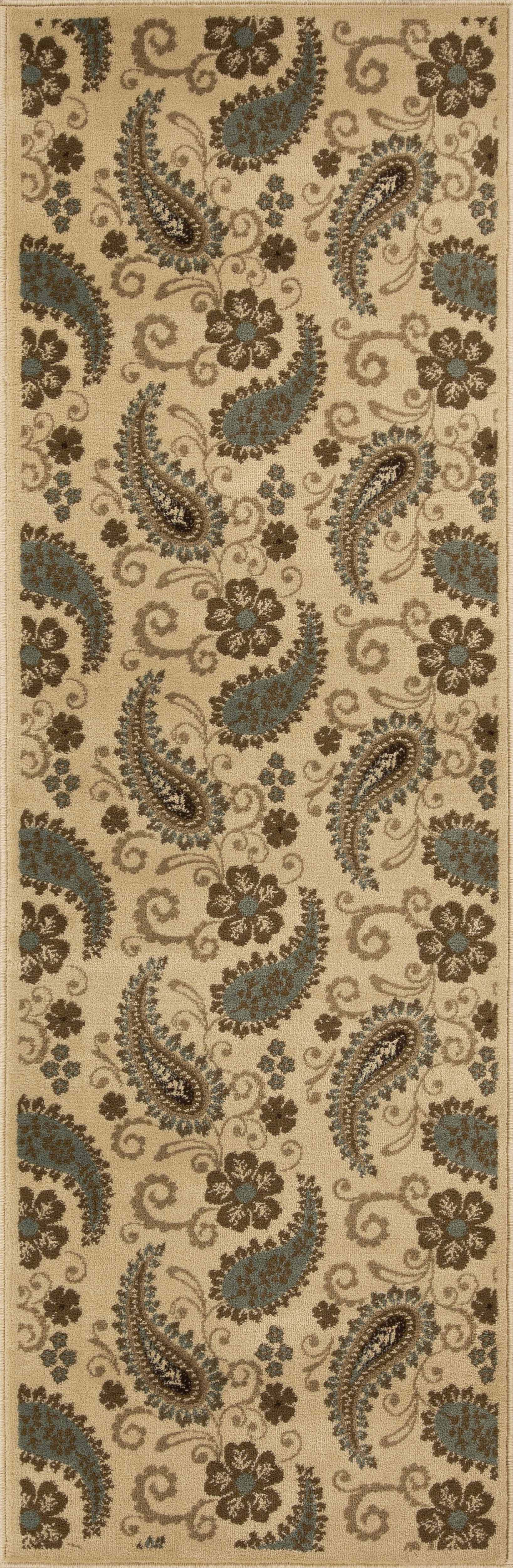 Parkway Vintage Floral Indoor Area Rug or Runner Rug - Beige