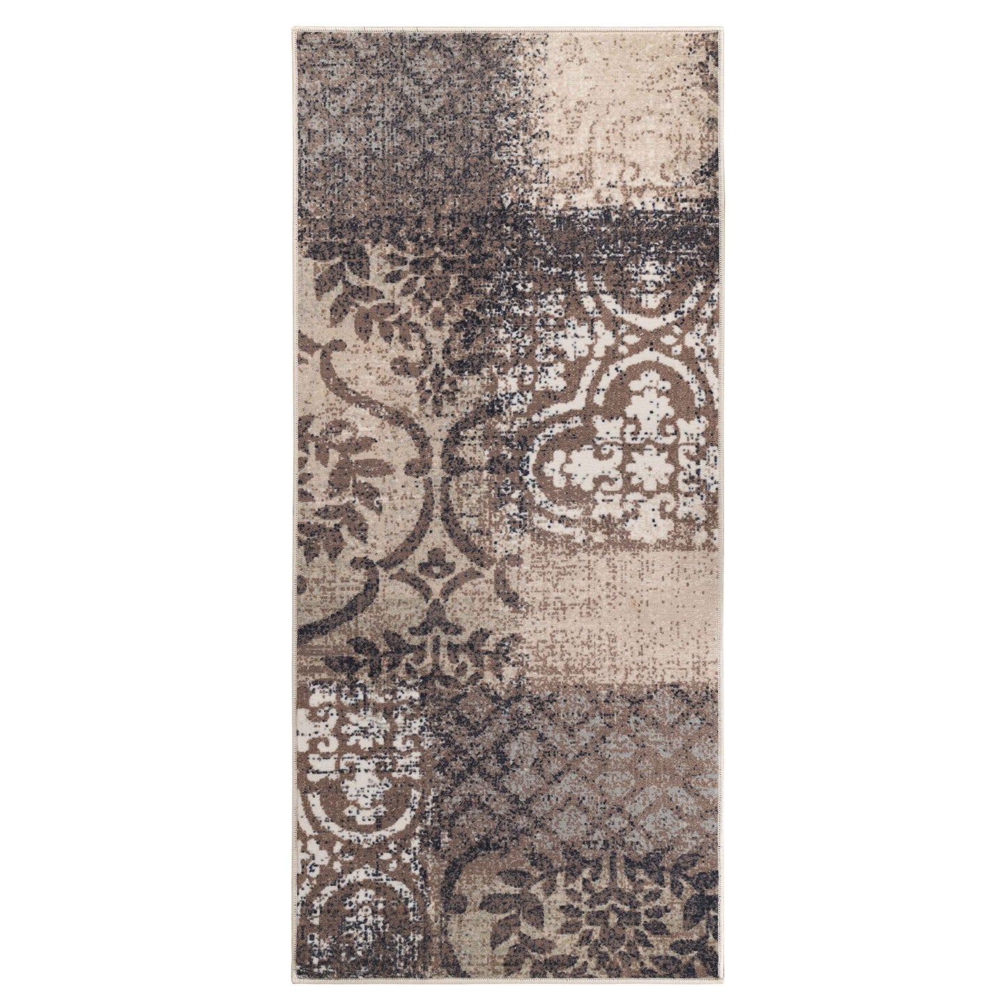 Bristol Distressed Abstract Damask Indoor Area Rug or Runner Rug