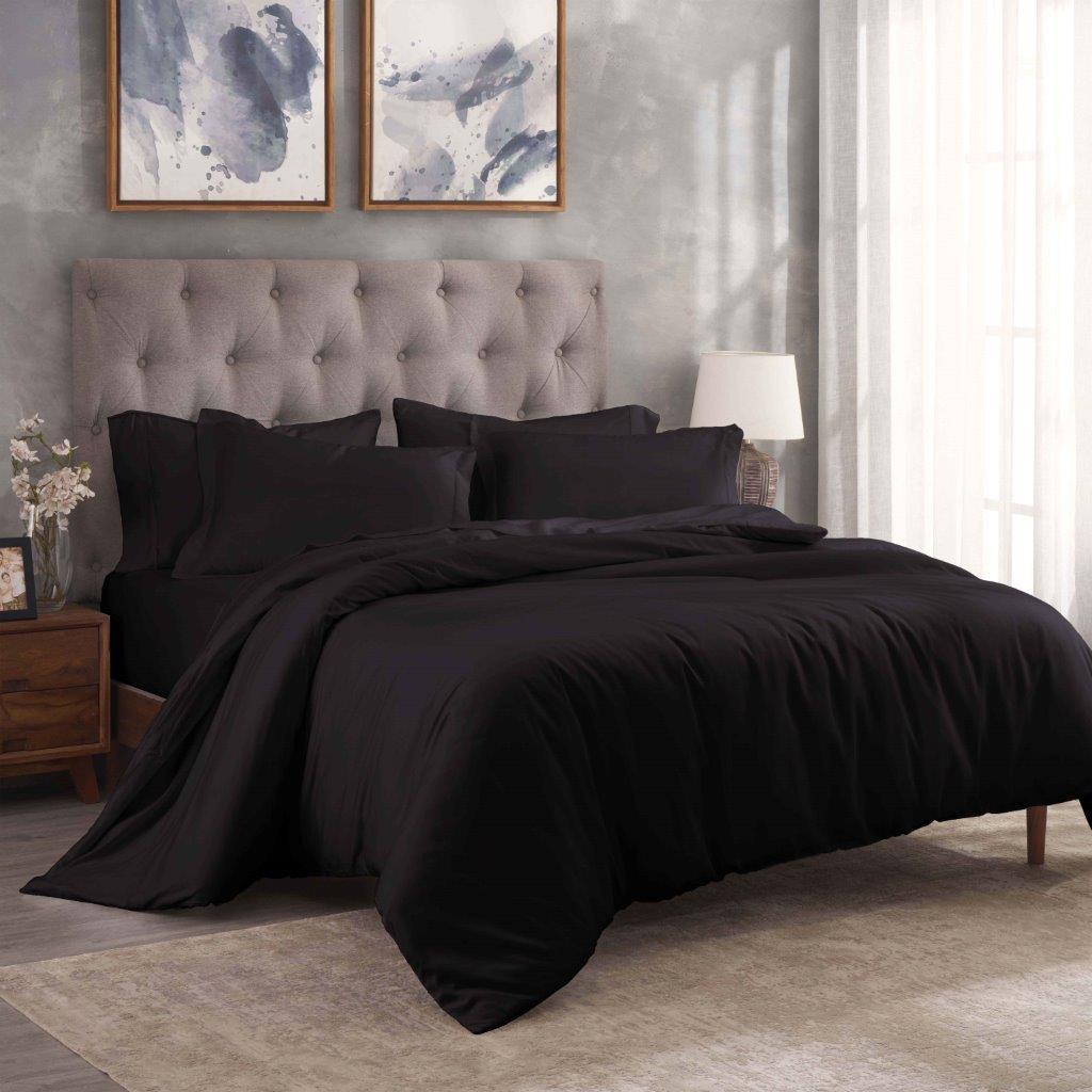 300 Thread Count Modal from Beechwood Solid Duvet Cover Set - Black