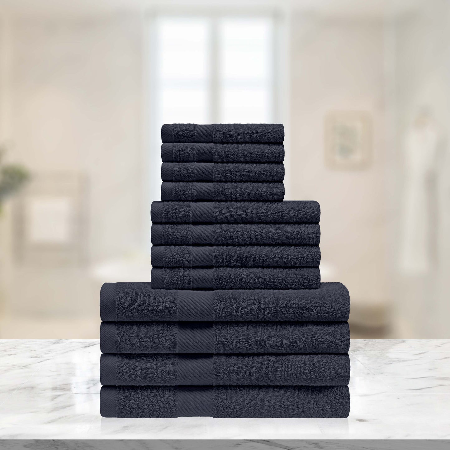Eco-Friendly Egyptian Cotton Cotton Absorbent 12 Piece Assorted Towel Set
