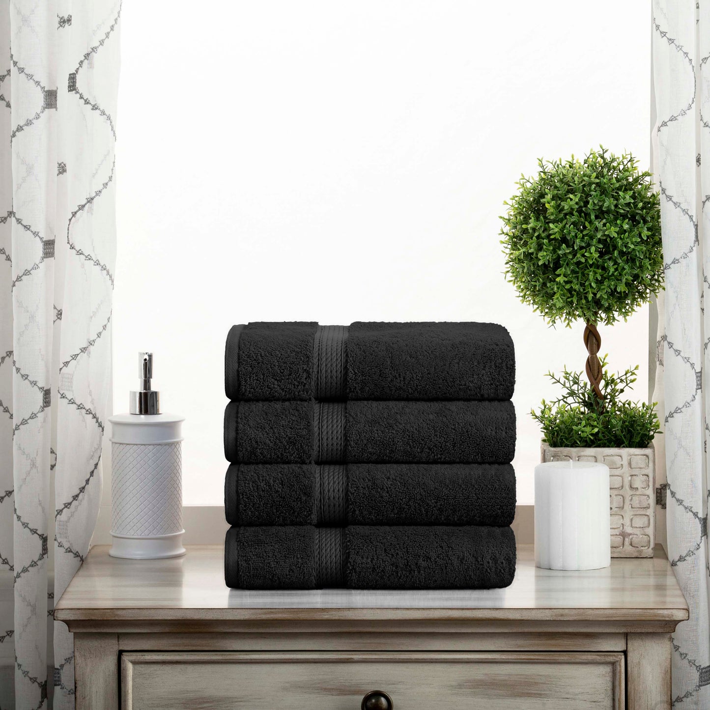 Madison Egyptian Cotton Pile Plush Heavyweight Hand Towel Set of 4