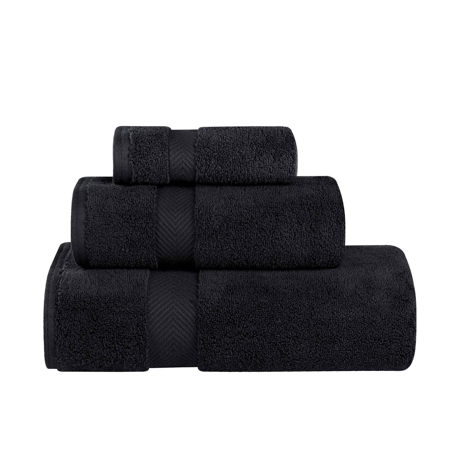 Zero-Twist Smart-Dry Combed Cotton 3 Piece Towel Set - Black