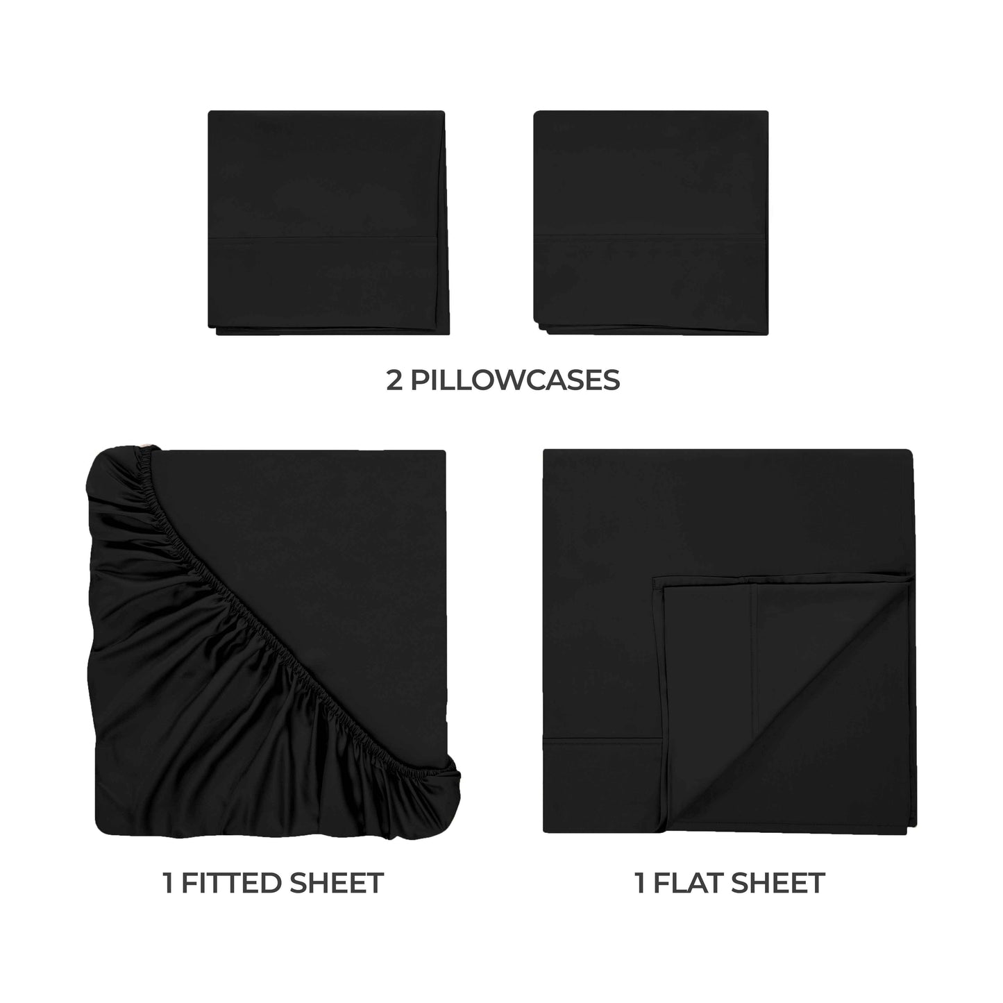 Egyptian Cotton 300 Thread Count Solid Deep Pocket Sheet Set - Black