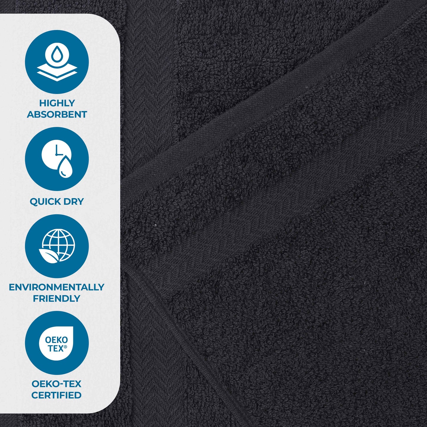6 Piece Cotton Eco-Friendly Soft Absorbent Towel Set