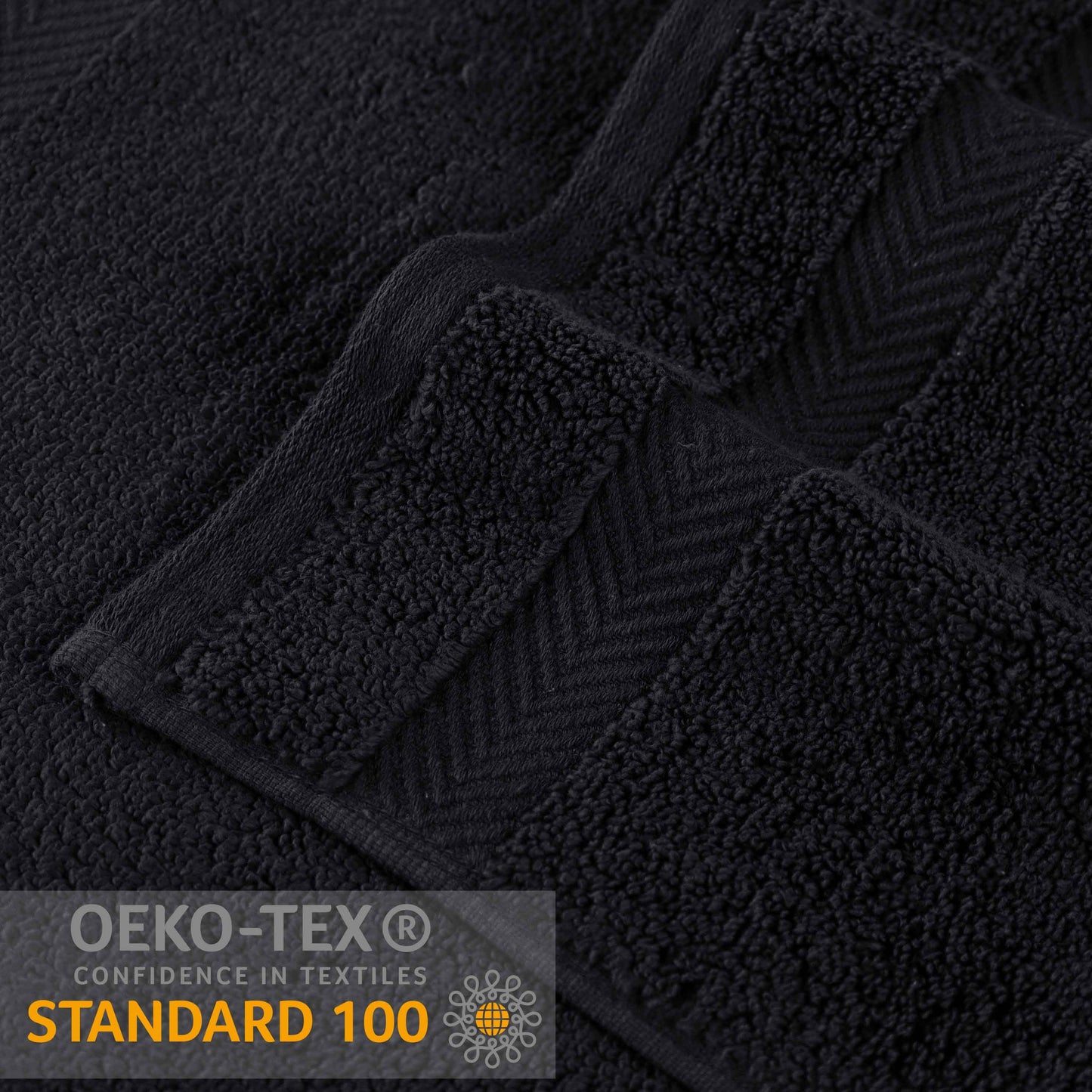 Zero Twist Smart Dry Combed Cotton 2 Piece Bath Towel Set - Black