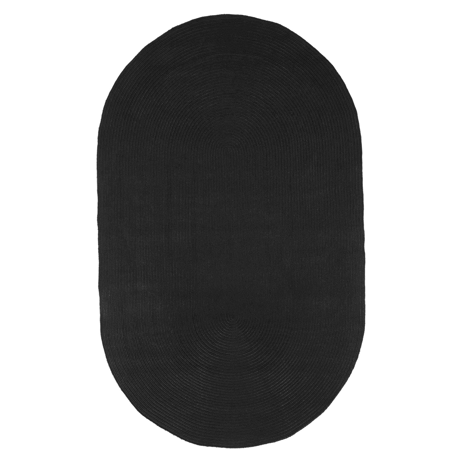 Classic Braided Weave Oval Area Rug Indoor Outdoor Rugs - Black