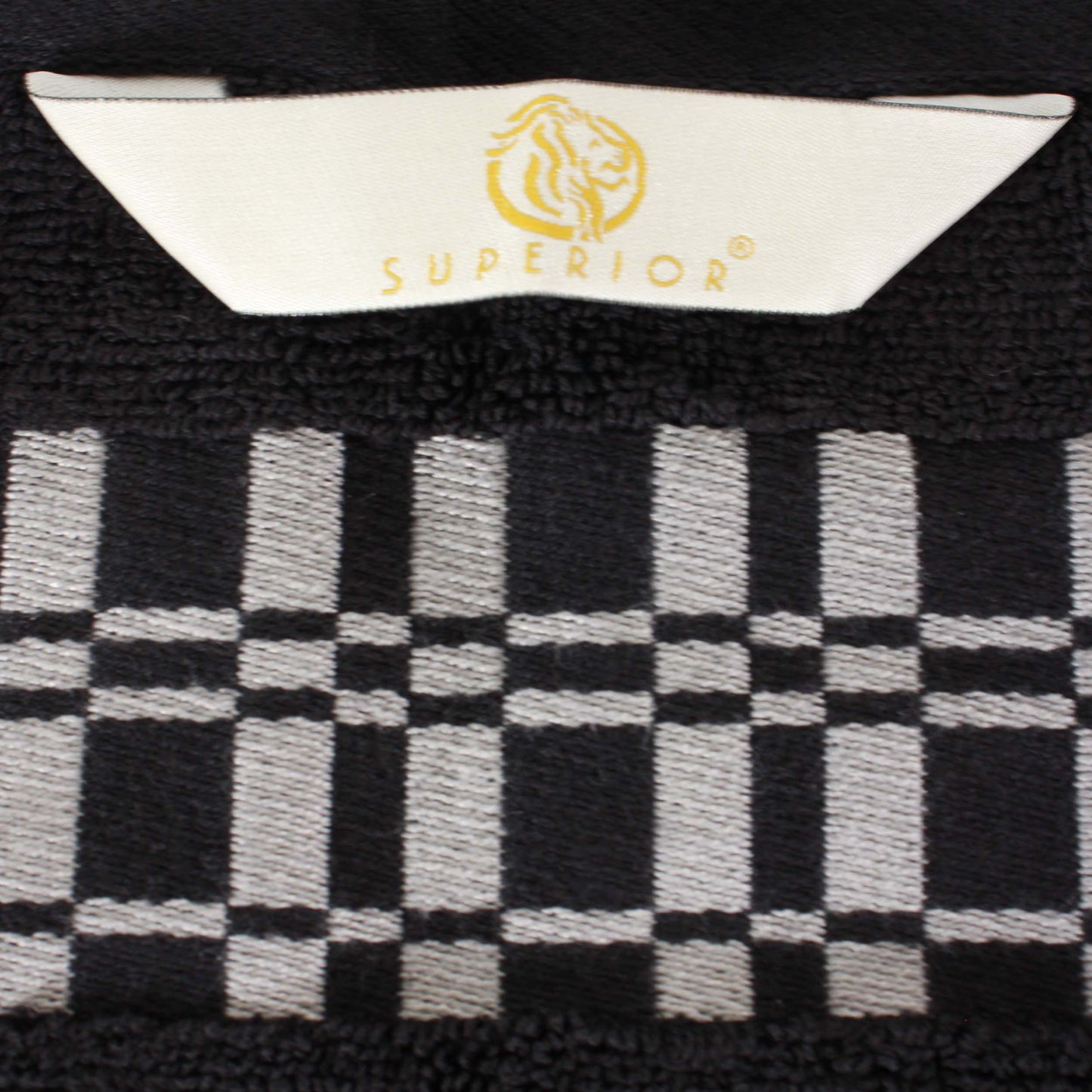 Larissa Cotton Geometric Border Bath Towel Set of 4 - Black