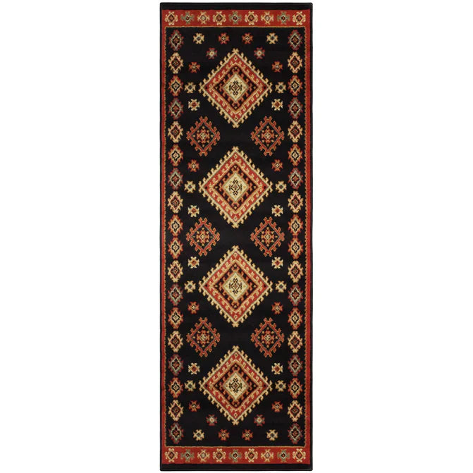 Santa Fe Southwestern Geometric Tribal Indoor Area Rug - Black