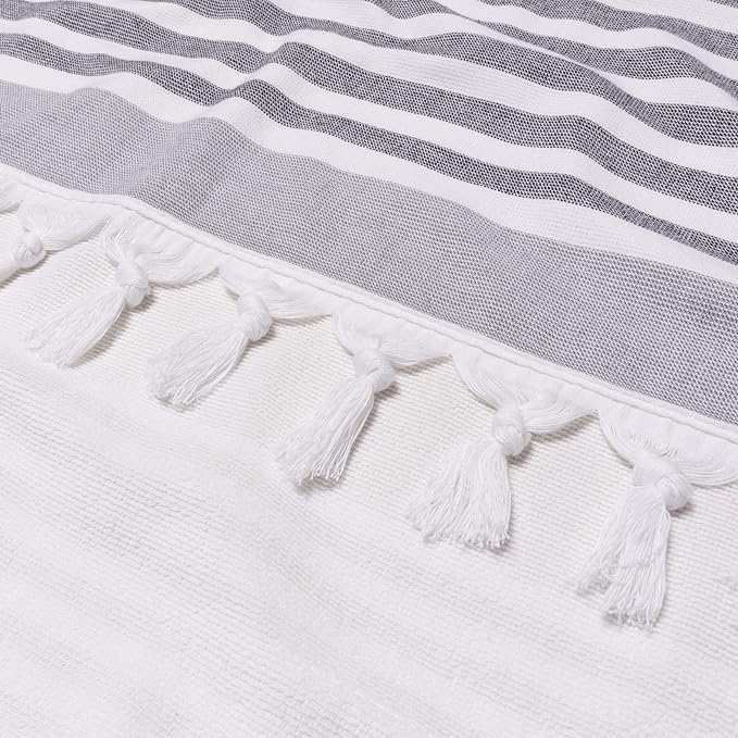 Meera Stripe Fouta 4 Piece Beach Towel Set with Tassels