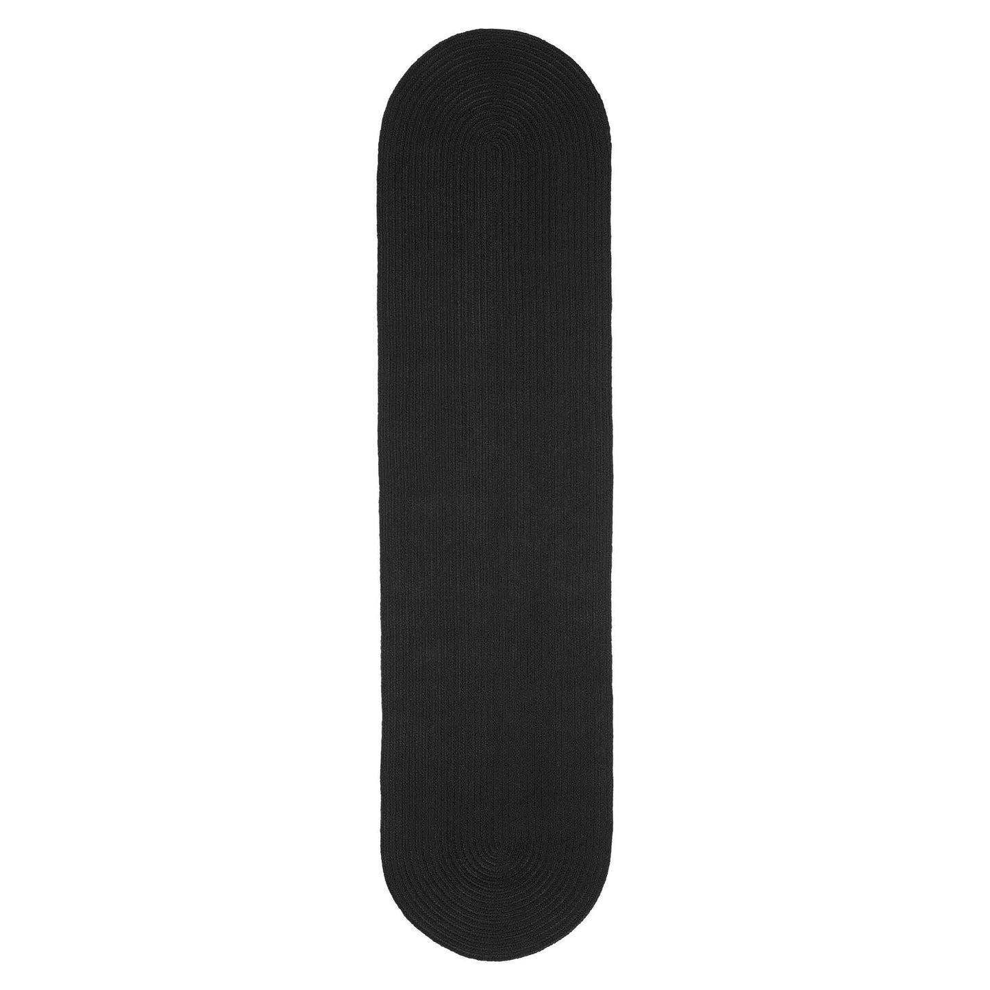 Classic Braided Weave Oval Area Rug Indoor Outdoor Rugs - Black