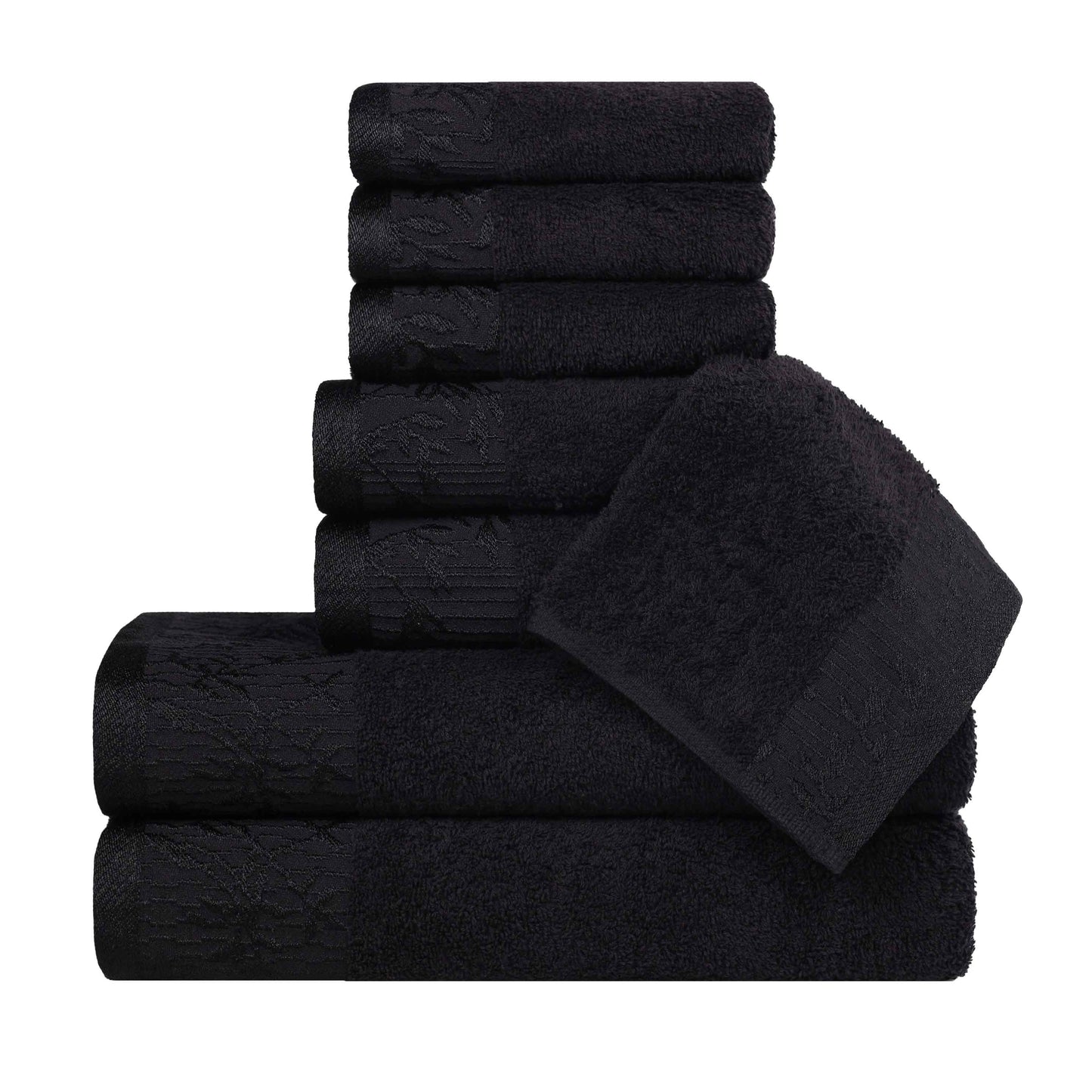 Wisteria Cotton Medium Weight Floral Jacquard Border 8 Piece Towel Set