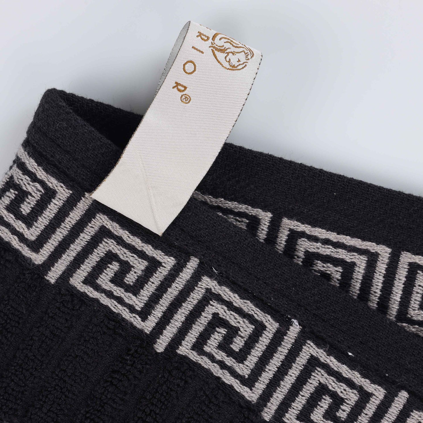 Athens Cotton Greek Key Trim Bath Towel Set of 4 - Black-Chrome