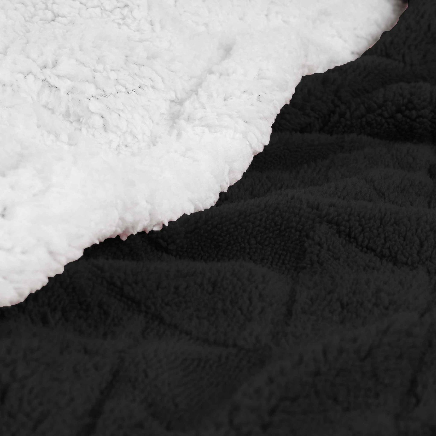 Nuuk Jacquard Lattice Fleece Plush Fluffy Sherpa Reversible Blanket - Black