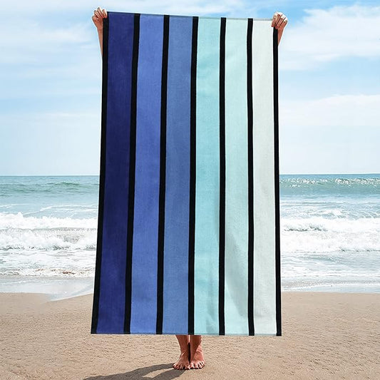 Faded Stripe Cotton Oversized Cotton 4 Piece Beach Towel Set