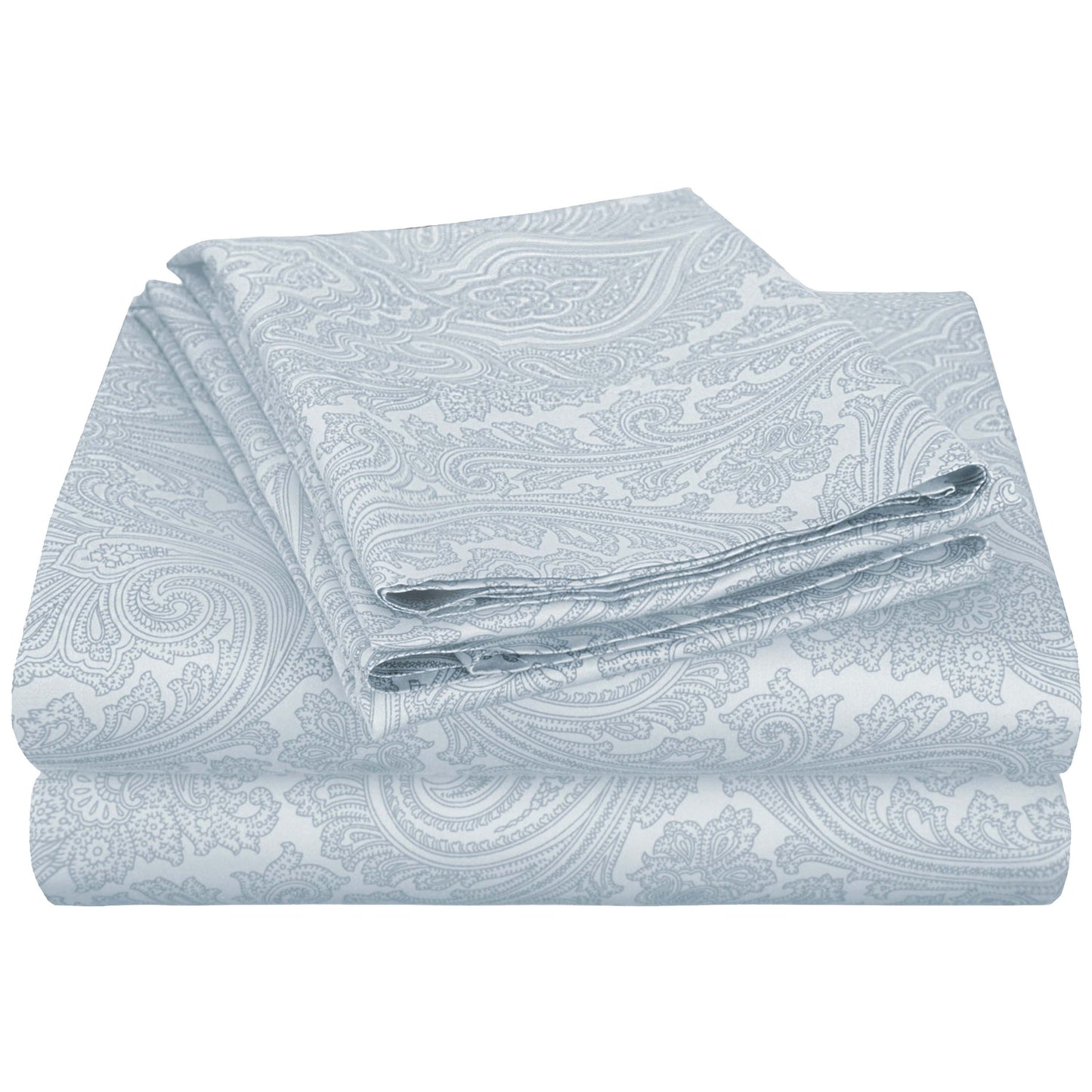 Italian Paisley 600 Thread Count Cotton Blend Deep Pocket Sheet Set - Blue