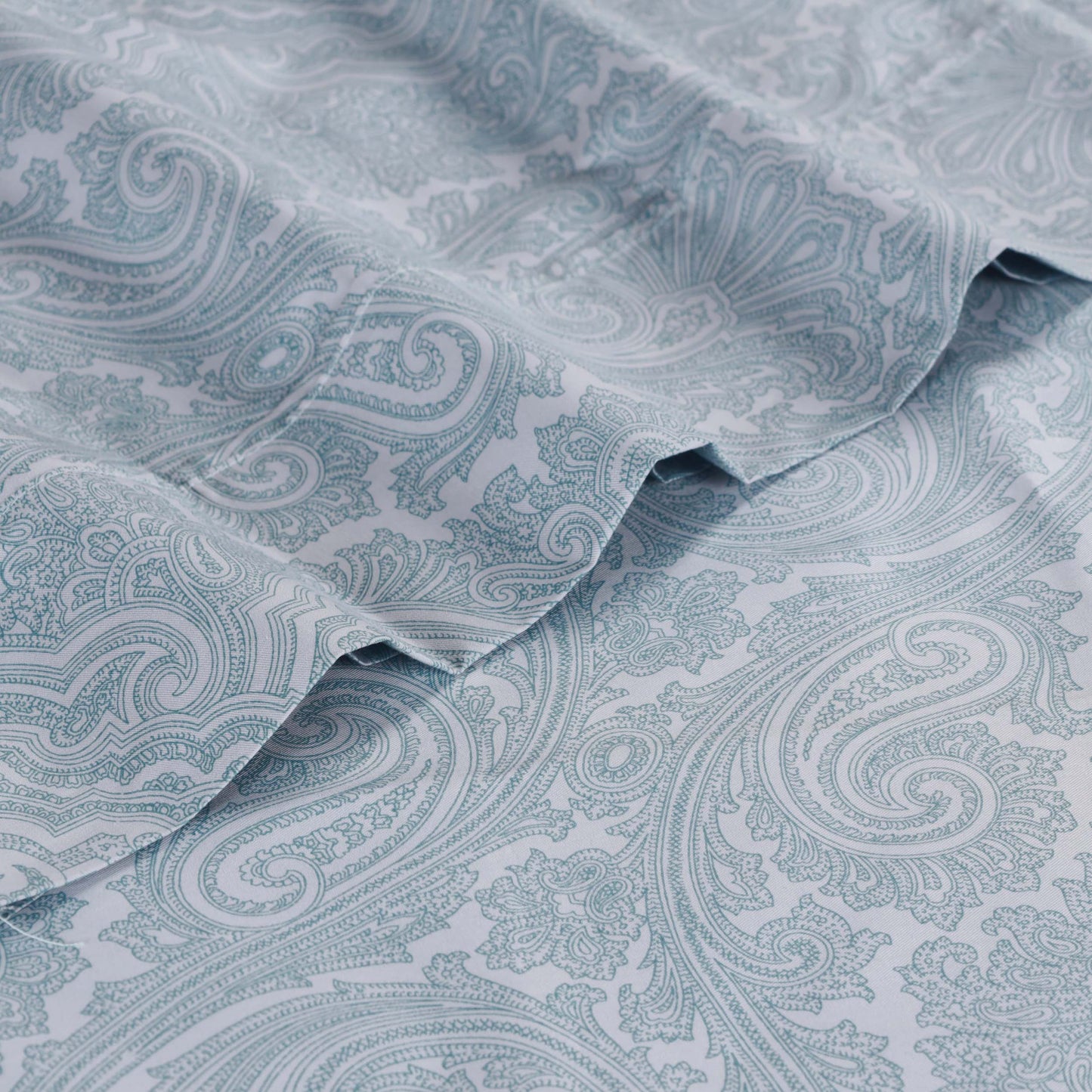 Italian Paisley 600 Thread Count Cotton Blend Deep Pocket Sheet Set - Blue