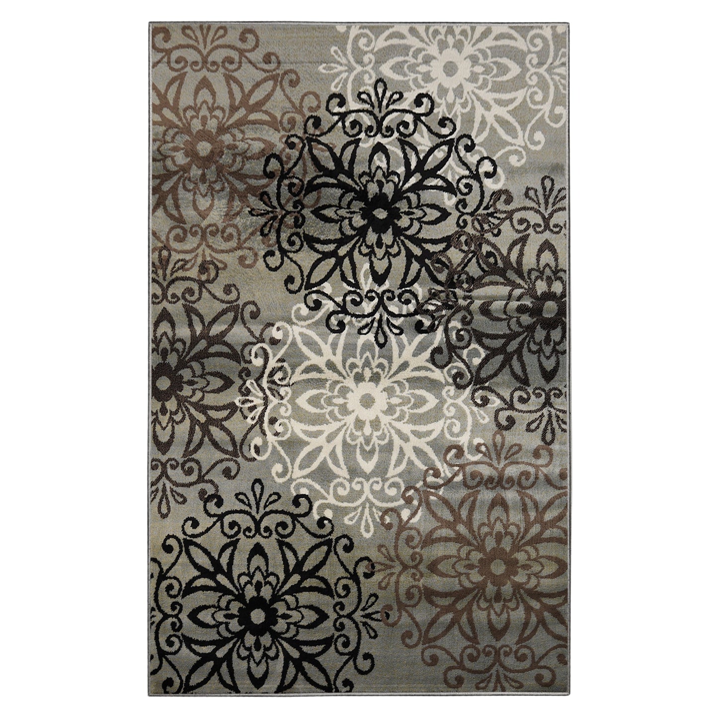 Leigh Traditional Floral Scroll Indoor Area Rug or Runner Rug Or Door Mat - Blue