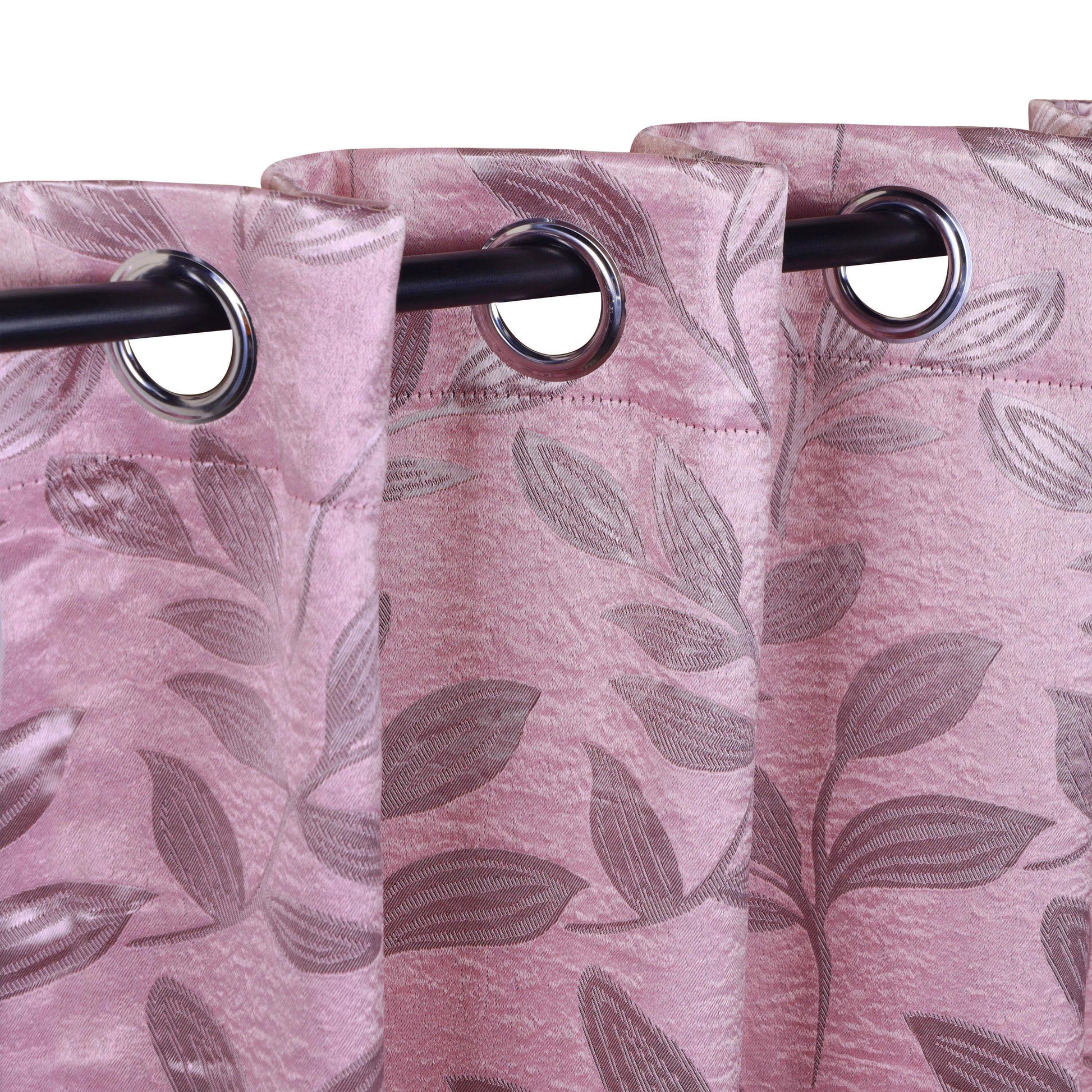 Leaves Machine Washable Room Darkening Blackout Curtains, Set of 2 - Blush