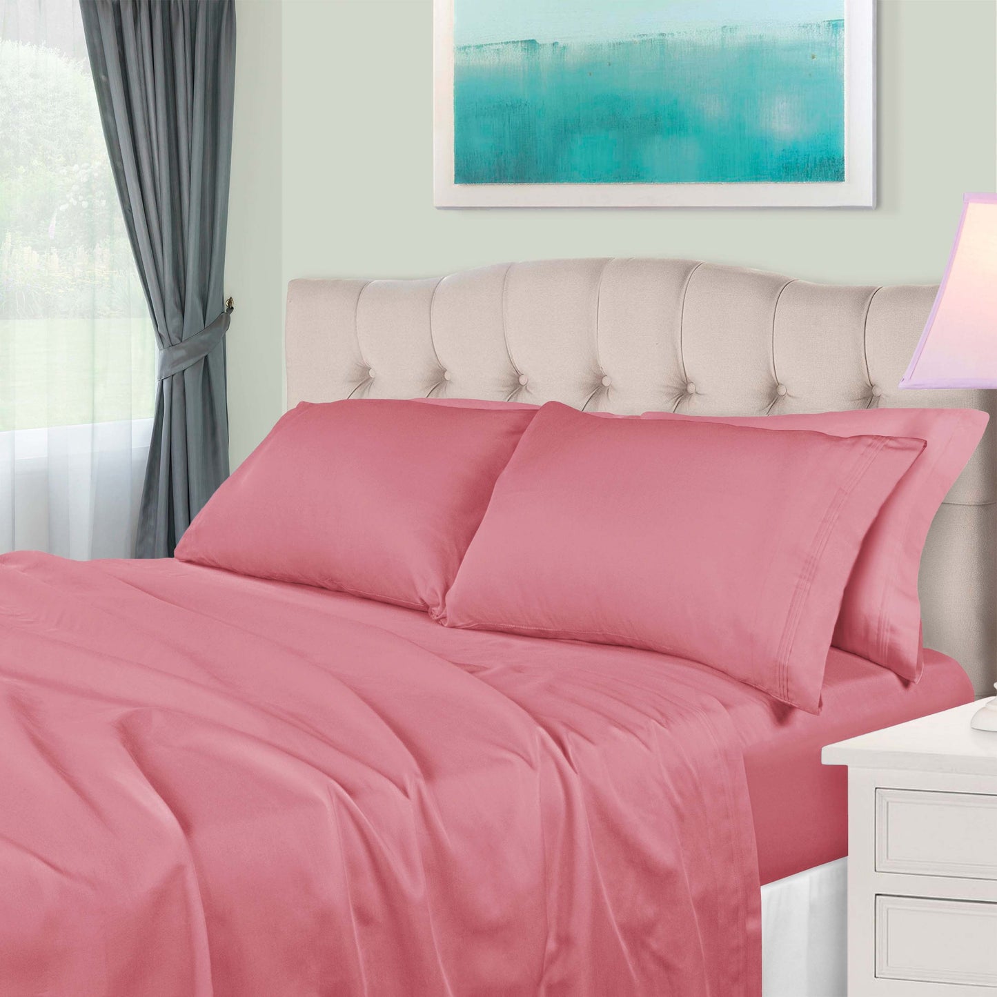 Egyptian Cotton 650 Thread Count Eco-Friendly Solid Sheet Set - Blush