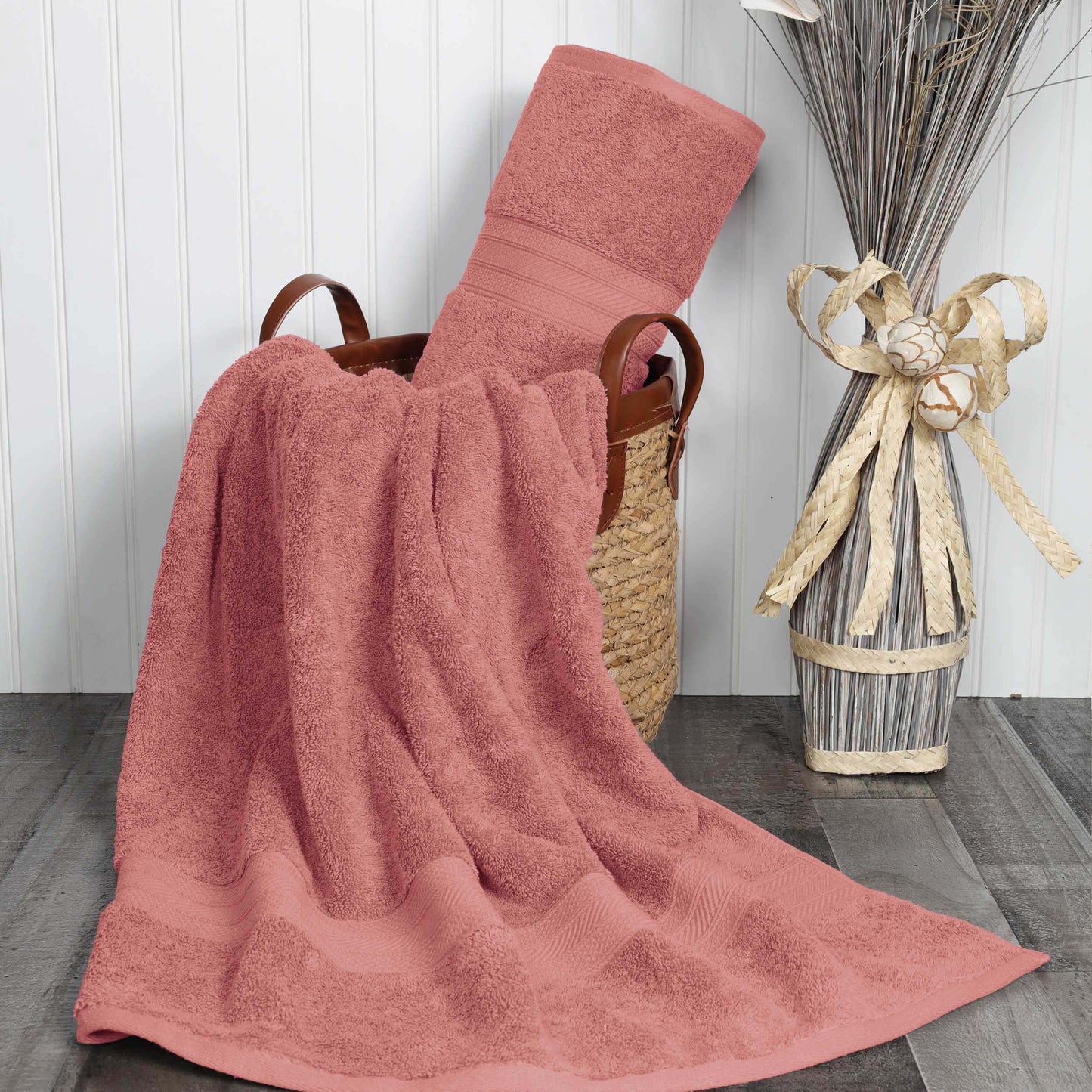 Cotton Heavyweight Absorbent Plush 2 Piece Bath Sheet Set - Blush