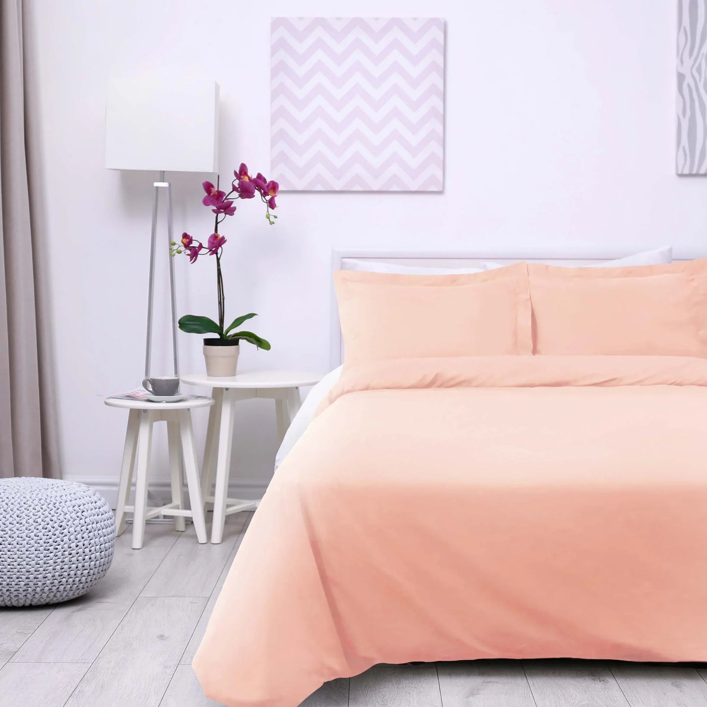 Cotton Percale Modern Traditional Duvet Cover Set - Blush