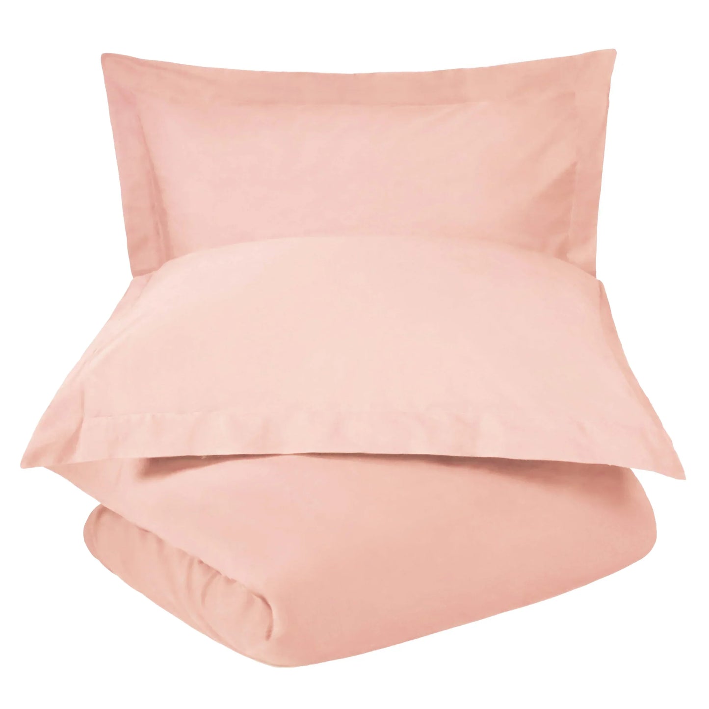 Cotton Percale Modern Traditional Duvet Cover Set - Blush