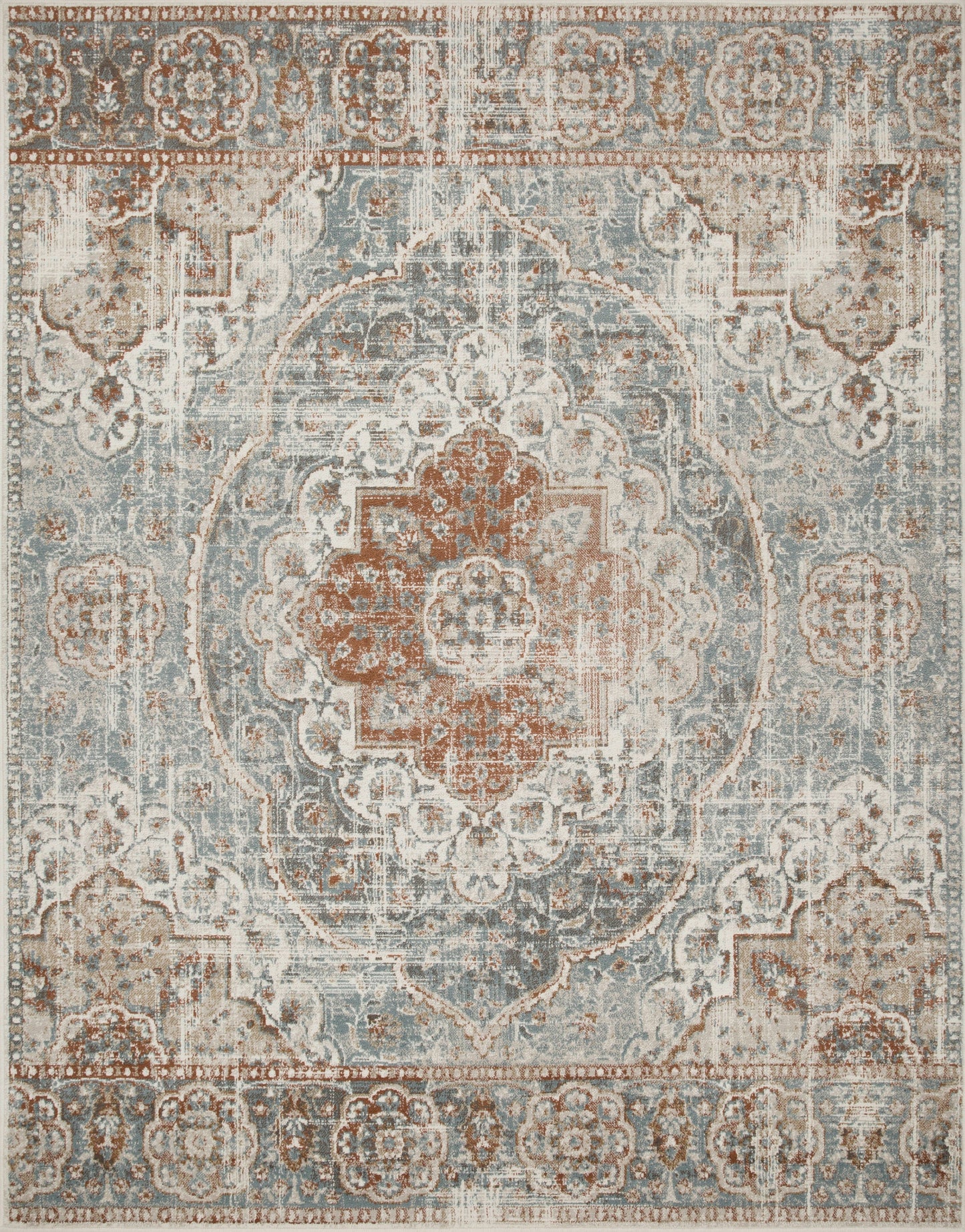 Bodhi Vintage Floral Classic Medallion Indoor Area Rug or Runner - Canal Blue