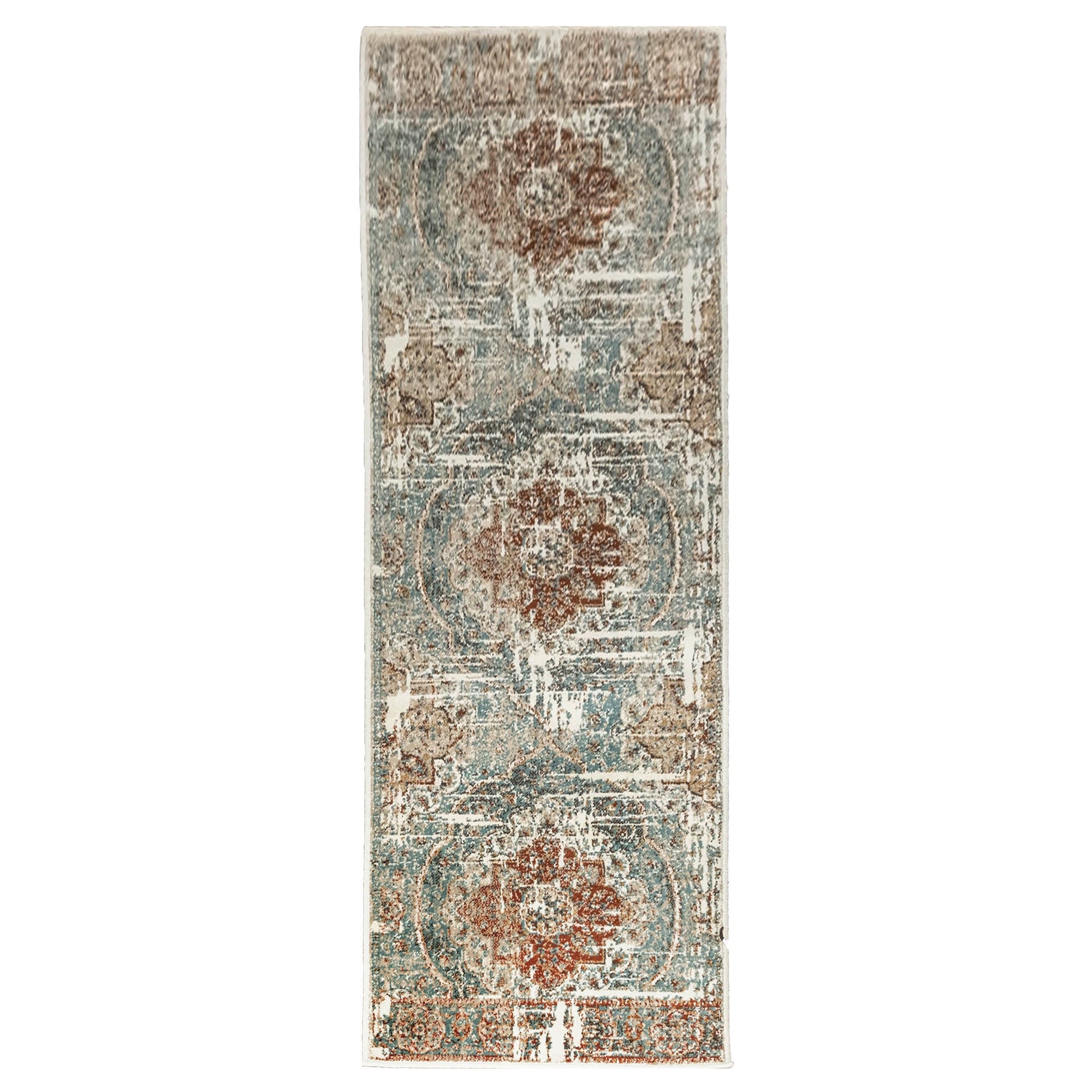 Bodhi Vintage Floral Classic Medallion Indoor Area Rug or Runner - Canal Blue