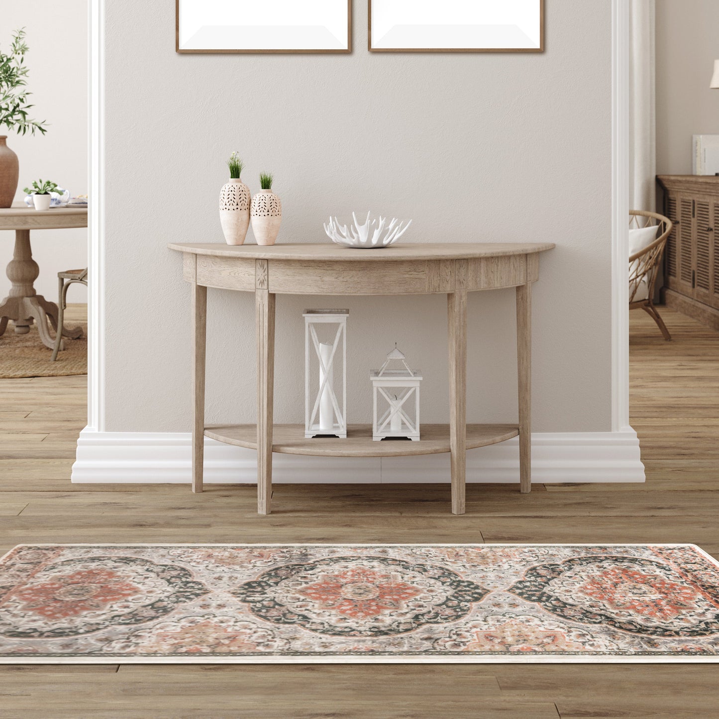 Bodhi Vintage Floral Classic Medallion Indoor Area Rug or Runner - Ginger