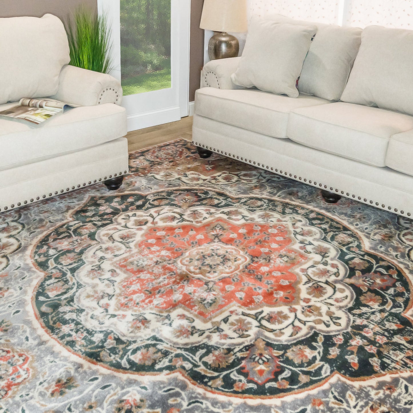 Bodhi Vintage Floral Classic Medallion Indoor Area Rug or Runner - Ginger