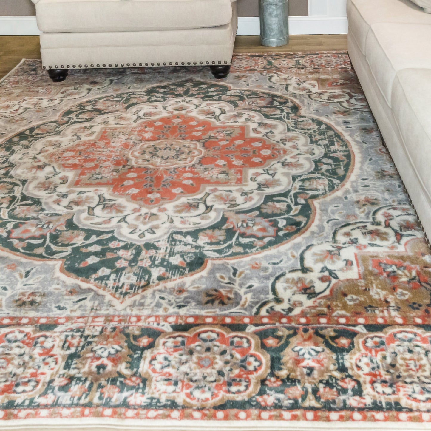 Bodhi Vintage Floral Classic Medallion Indoor Area Rug or Runner - Ginger