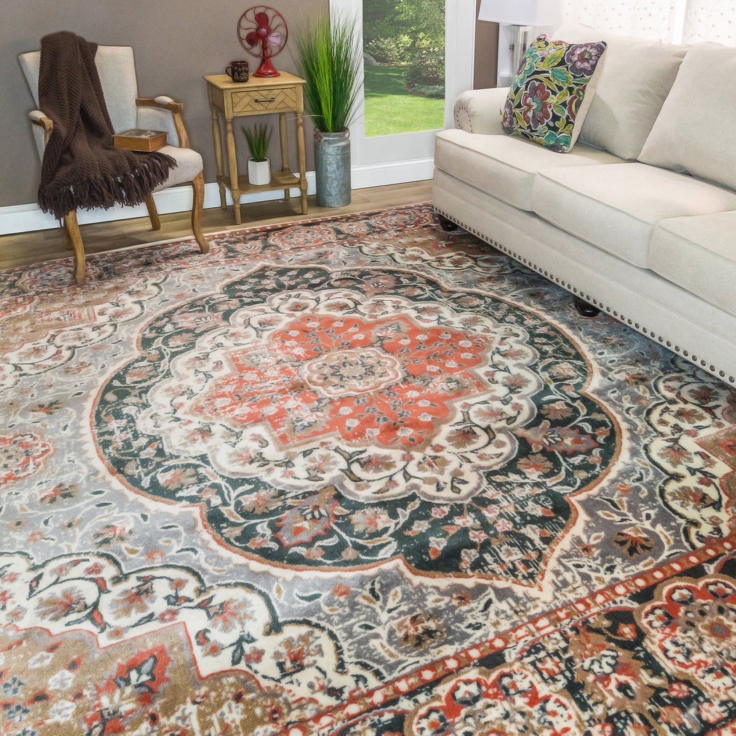 Bodhi Vintage Floral Classic Medallion Indoor Area Rug or Runner - Ginger