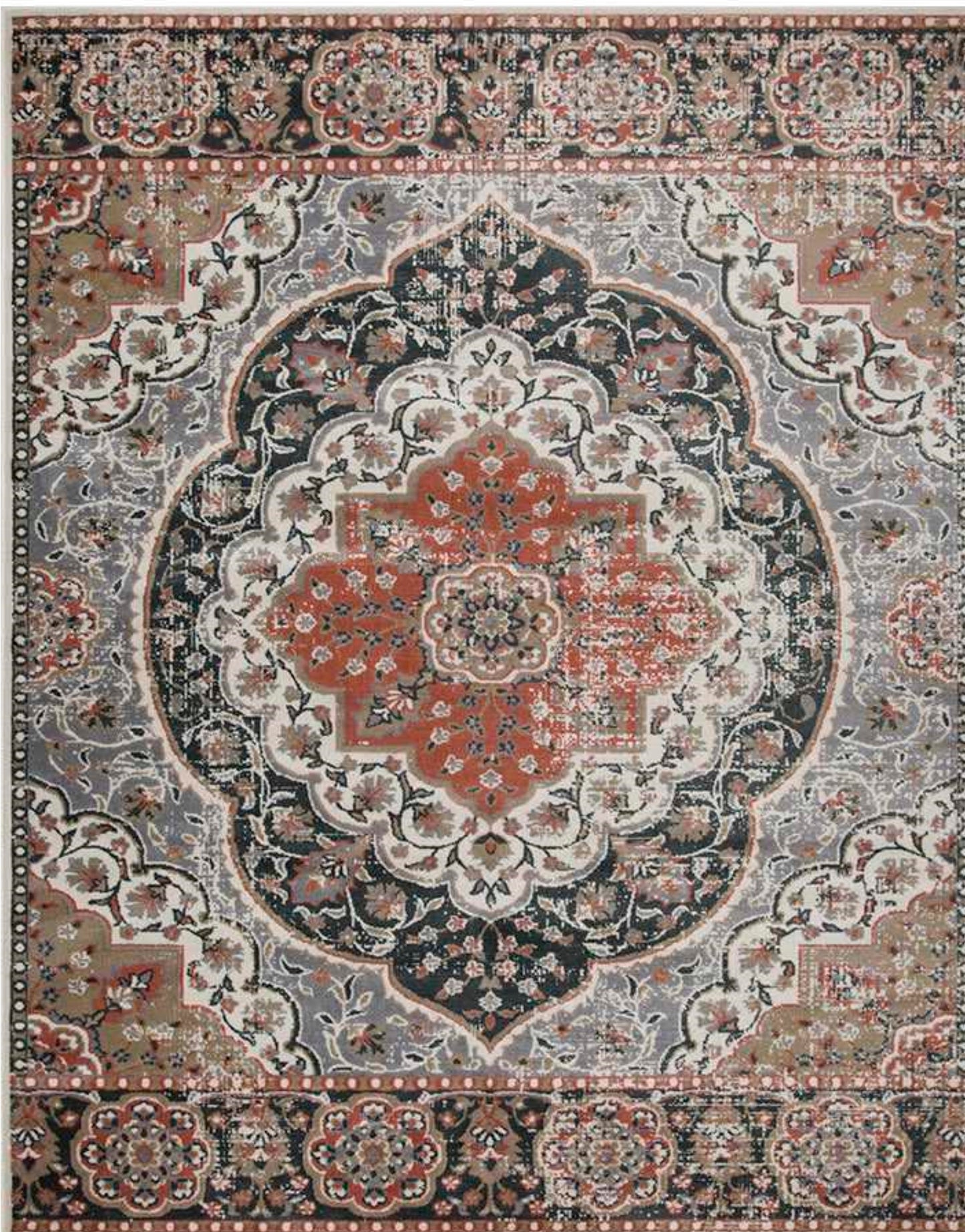 Bodhi Vintage Floral Classic Medallion Indoor Area Rug or Runner - Ginger