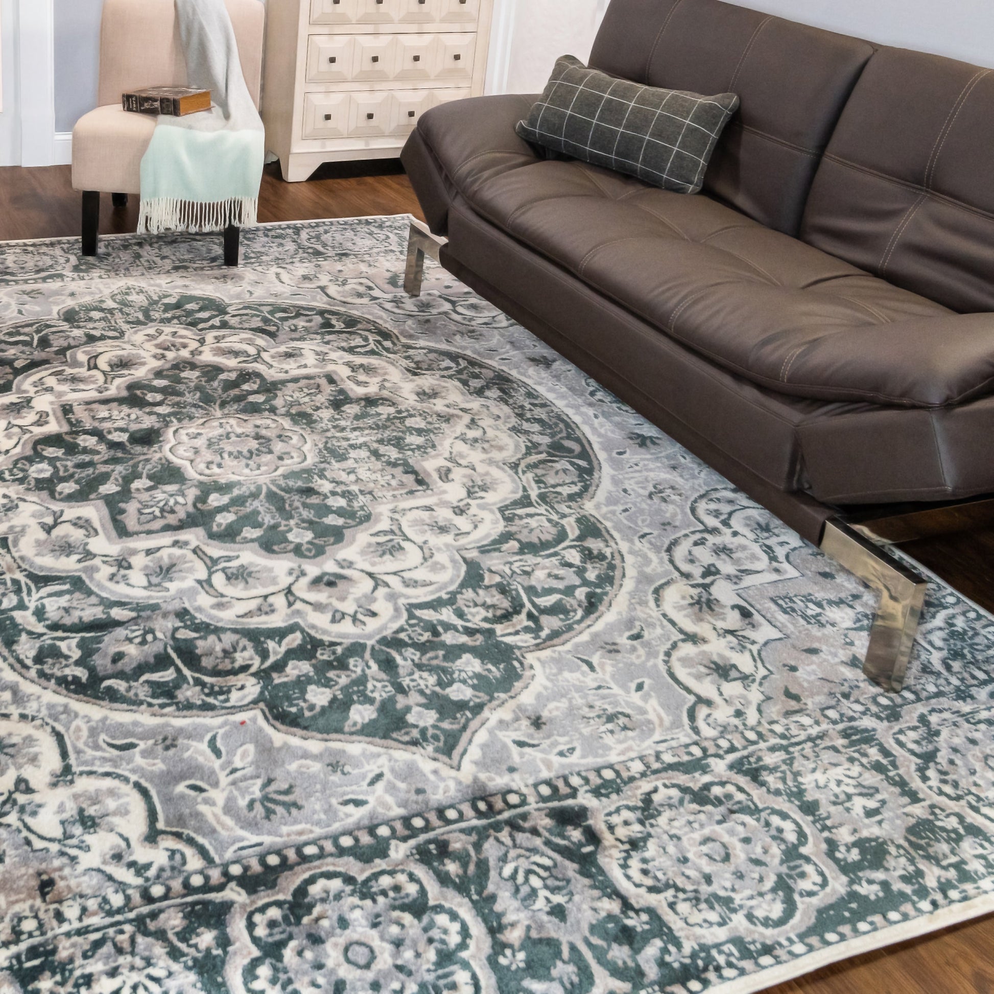 Bodhi Vintage Floral Classic Medallion Indoor Area Rug or Runner - Nightful Blue