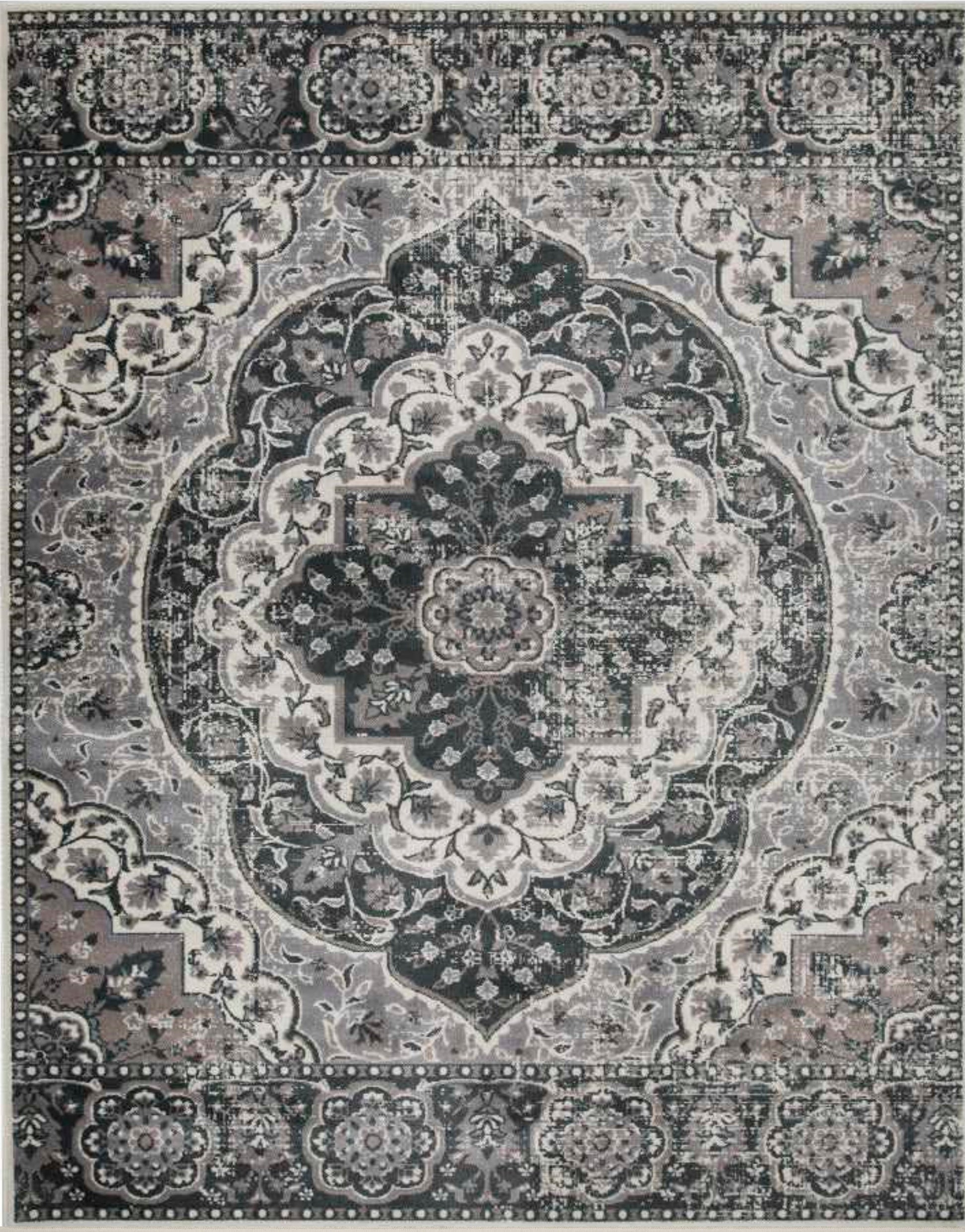 Bodhi Vintage Floral Classic Medallion Indoor Area Rug or Runner - Nightful Blue