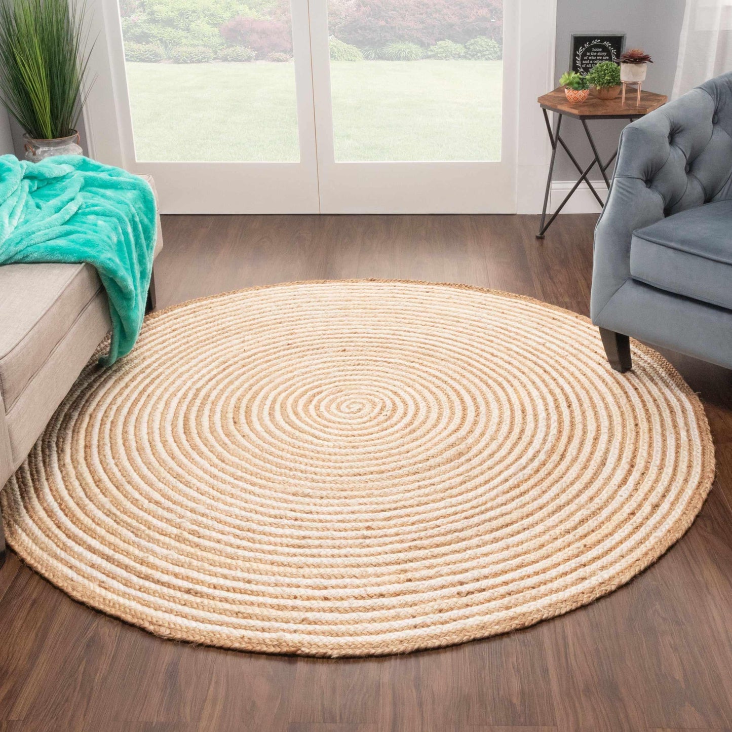 Superior Braided Round Jute Indoor Area Rug - Ivory
