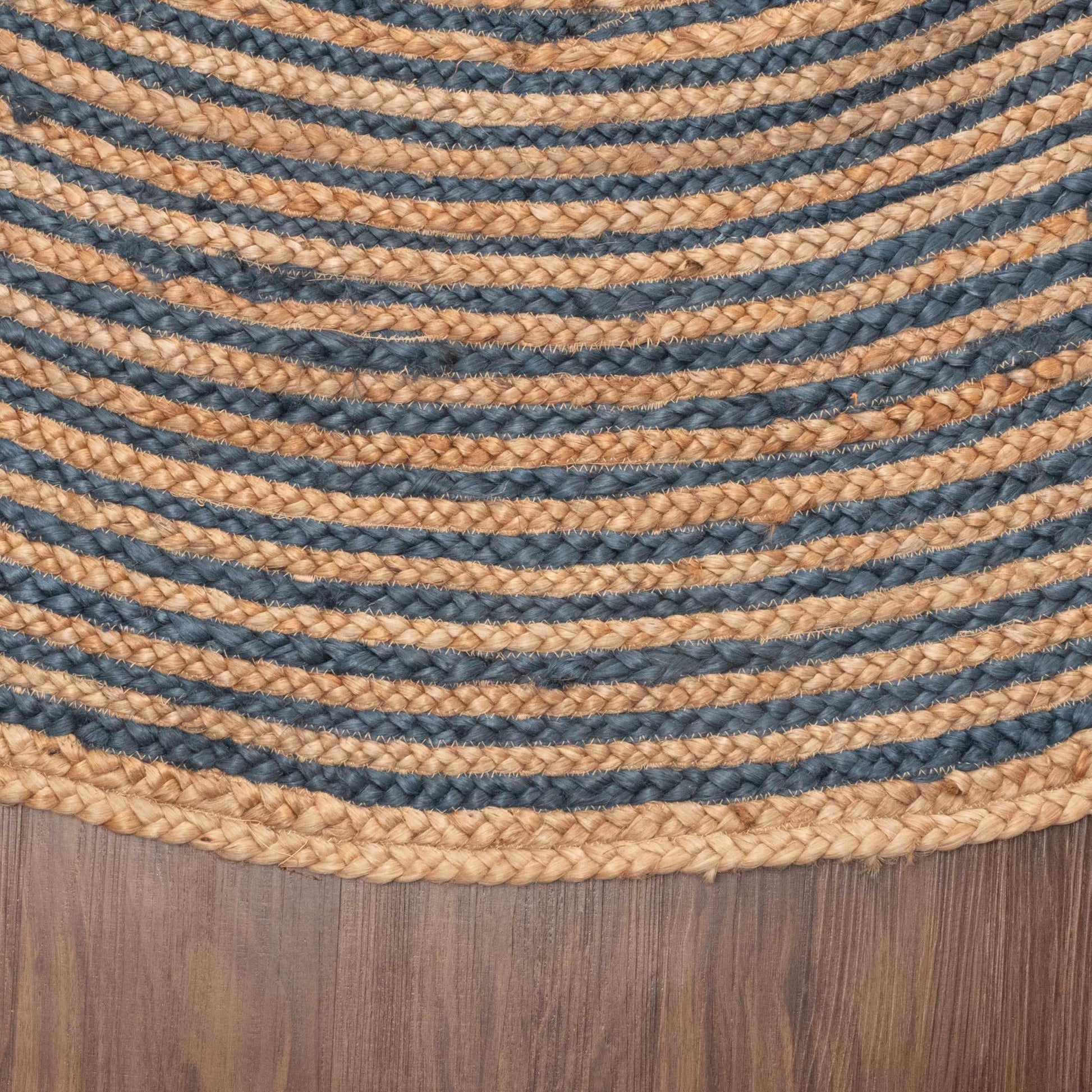 Superior Braided Round Jute Indoor Area Rug - Light Blue