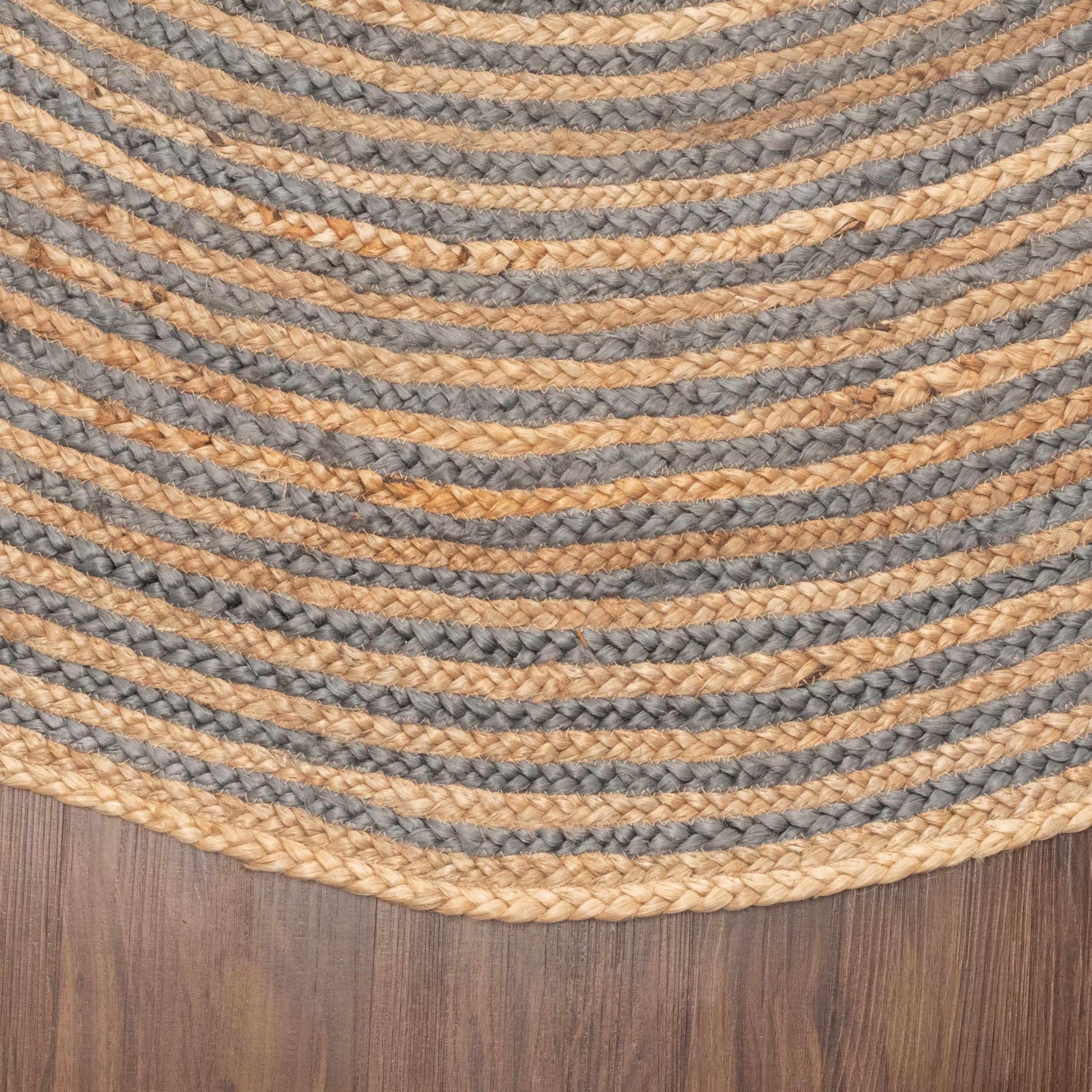 Superior Braided Round Jute Indoor Area Rug - Light Blue