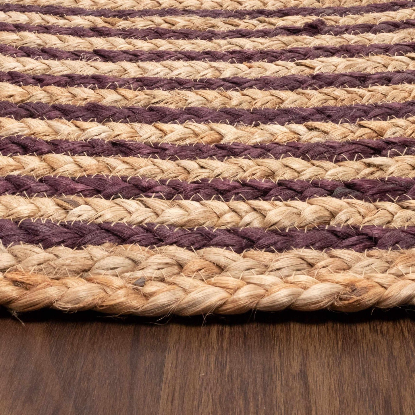 Superior Braided Round Jute Indoor Area Rug - Purple