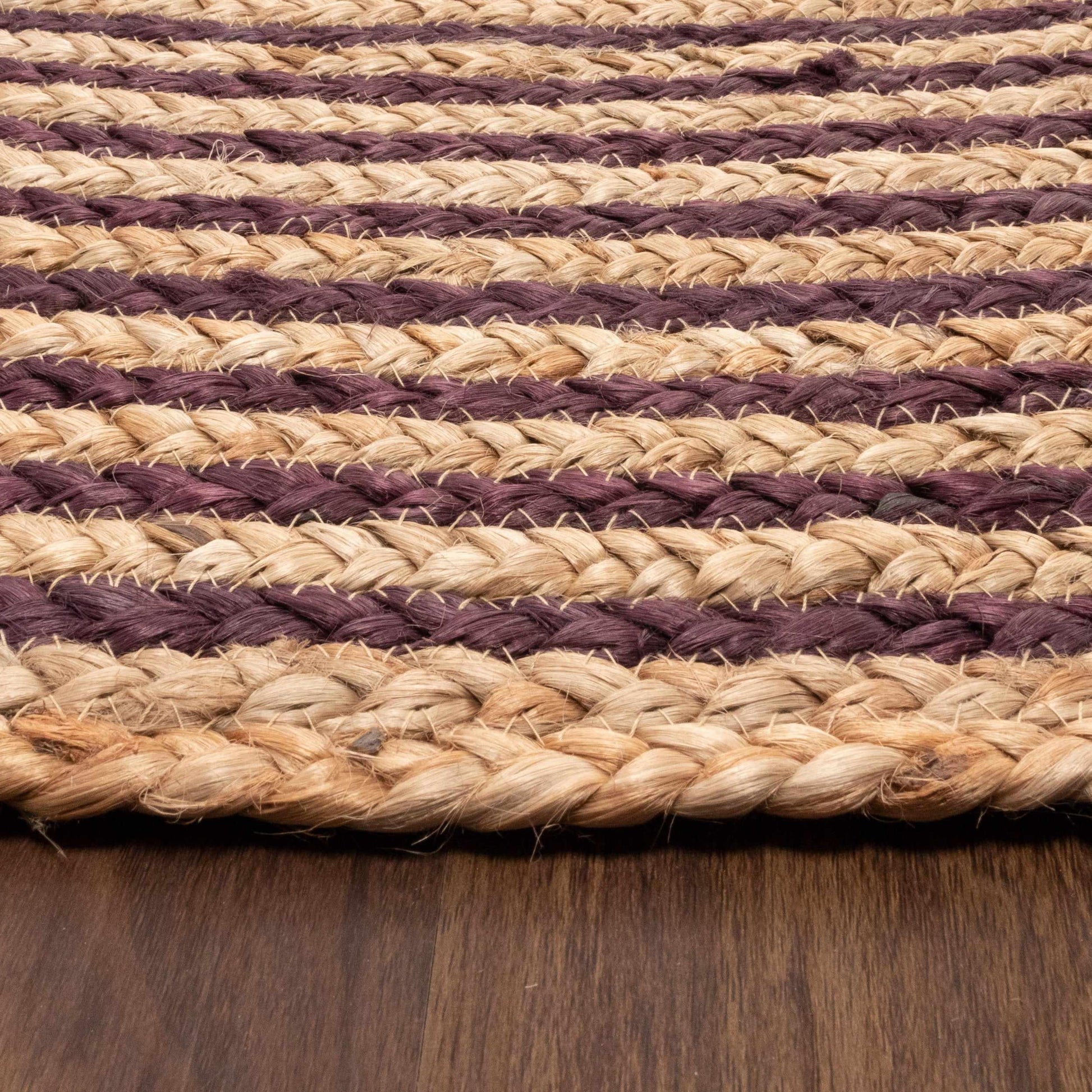 Superior Braided Round Jute Indoor Area Rug - Purple