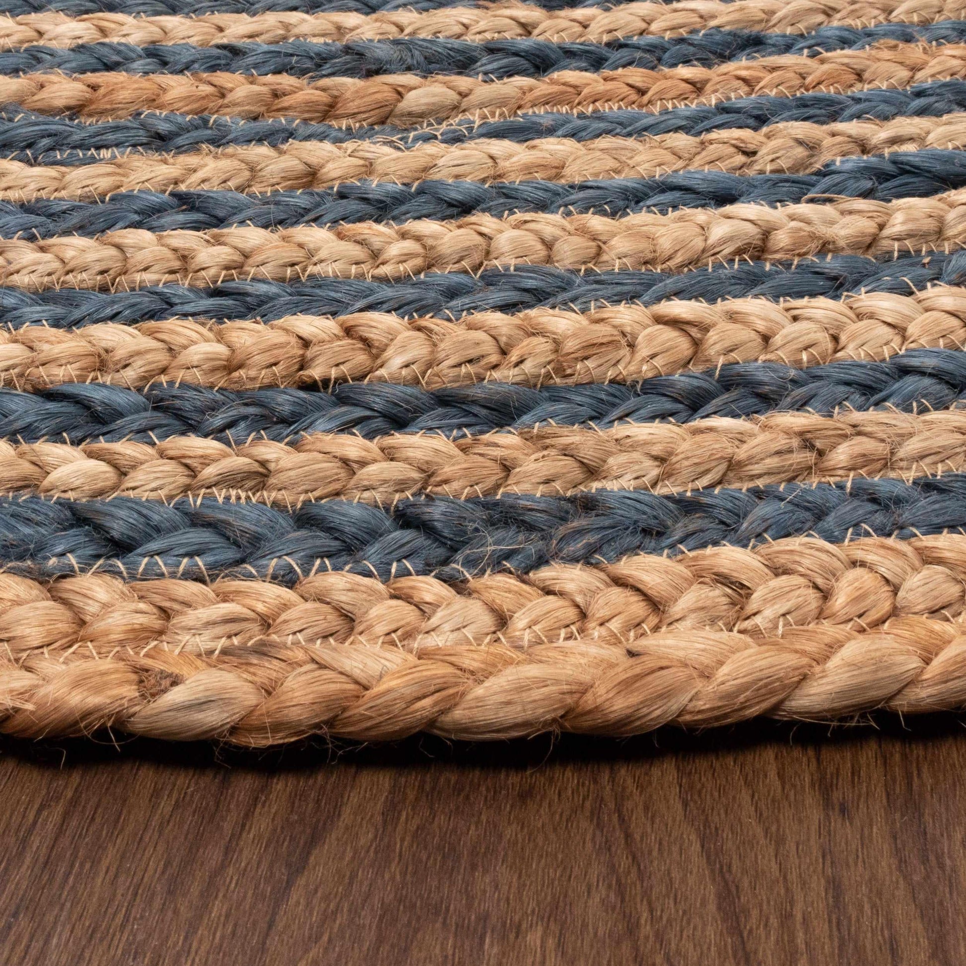 Superior Braided Round Jute Indoor Area Rug - Light Blue