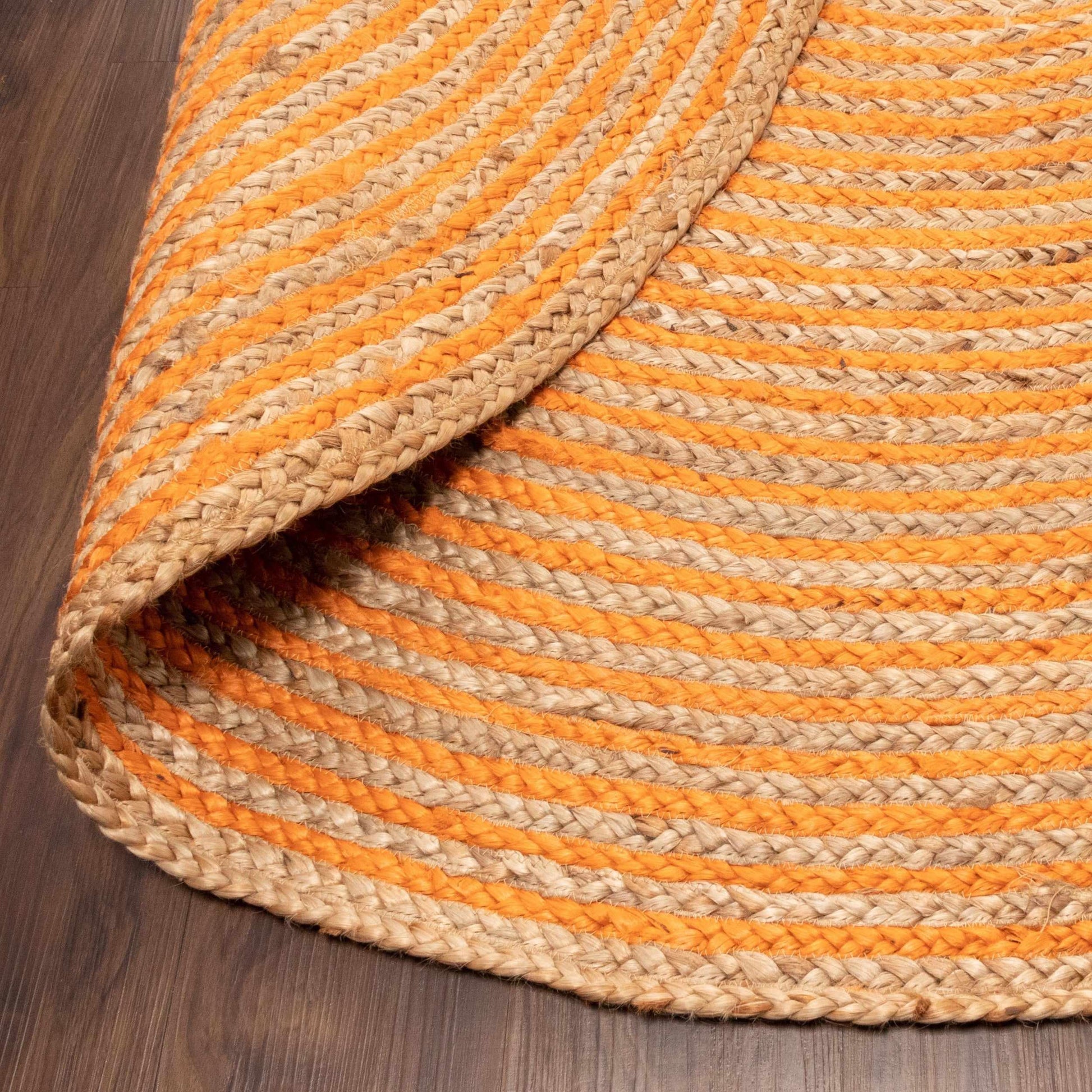 Superior Braided Round Jute Indoor Area Rug - Orange