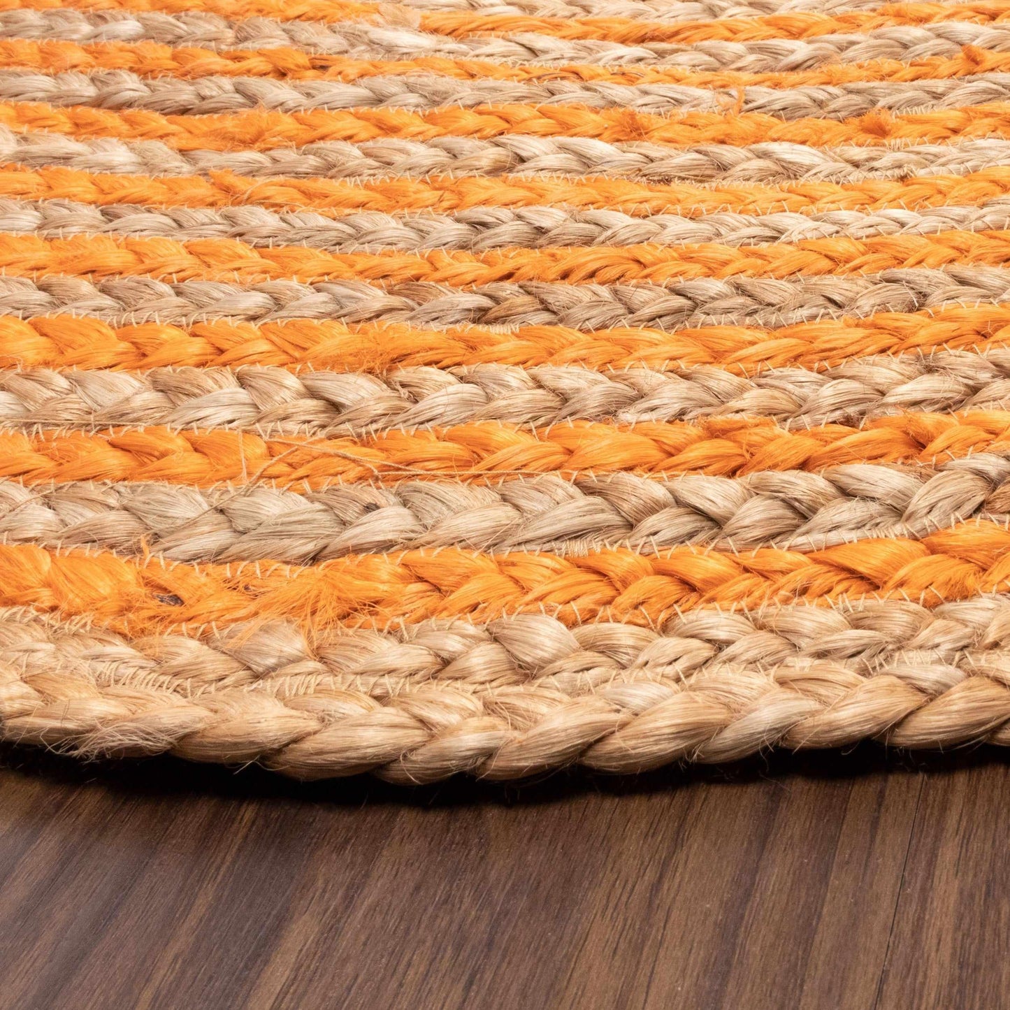 Superior Braided Round Jute Indoor Area Rug - Orange