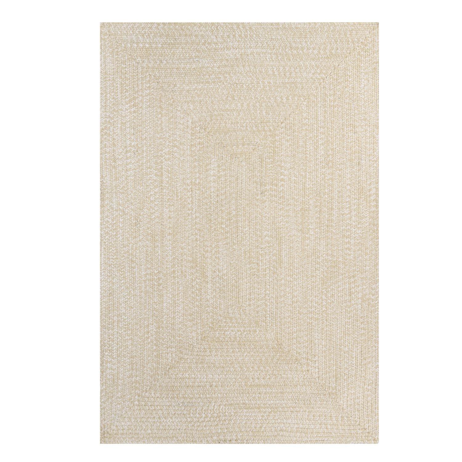 Multi Toned Braided Area Rug Bohemian Indoor Outdoor Rugs - Cream-White
