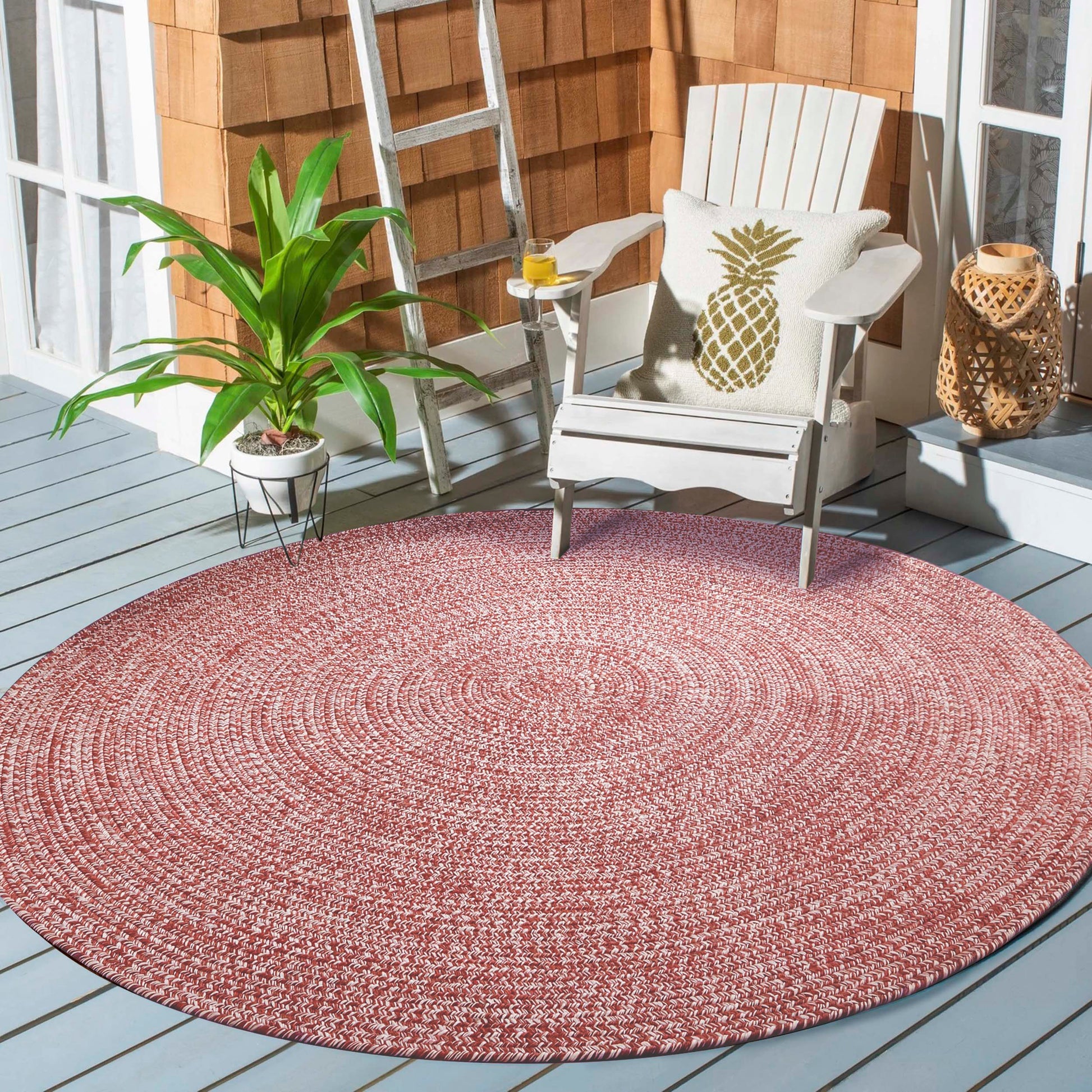Reversible Braided Eco-Friendly Area Rug Indoor Outdoor Rugs - Brick/White